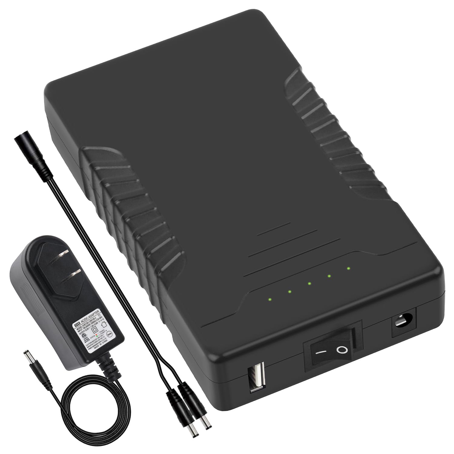 Talentcell Rechargeable 12V 6000mAh/5V 12000mAh DC Output Lithium ion Battery Pack for LED Strip/CCTV Camera/Telescope/Modem and More, Portable Li-ion Power Bank with 12.6V Charger, Black
