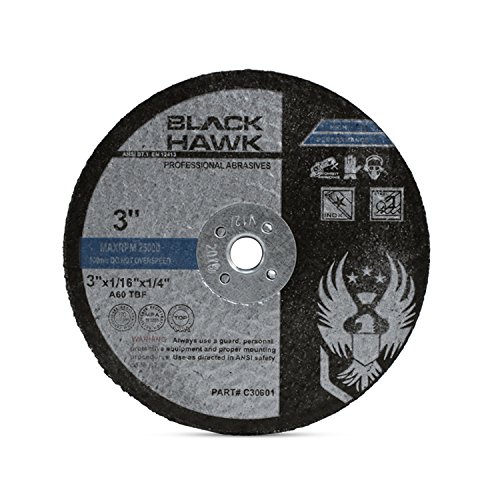 BHA Metal and Stainless Steel Cut Off Wheels for Die Grinders, 3” x 1/16” x 1/4” - 25 Pack
