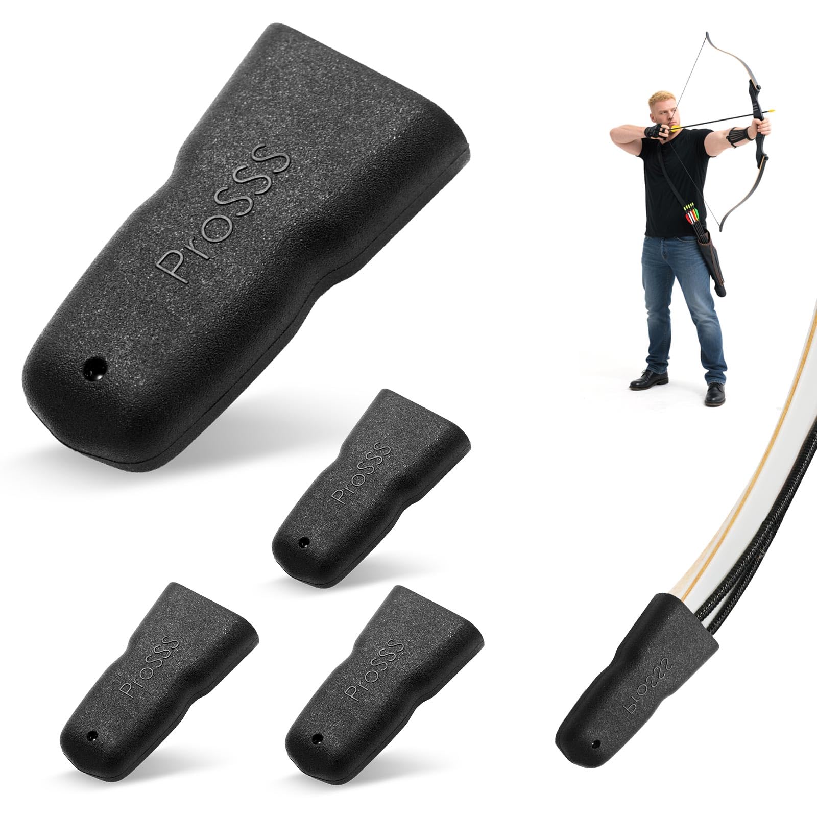 ProSSS Recurve Bow Tip Protector 2 or 4 Pack–Archery Accessories for Recurve Bow & Longbow, Soft Silicone Limb Tip Guard with Vent Holes – Recurve Bow Accessories for Outdoor Hunting & Target Shooting