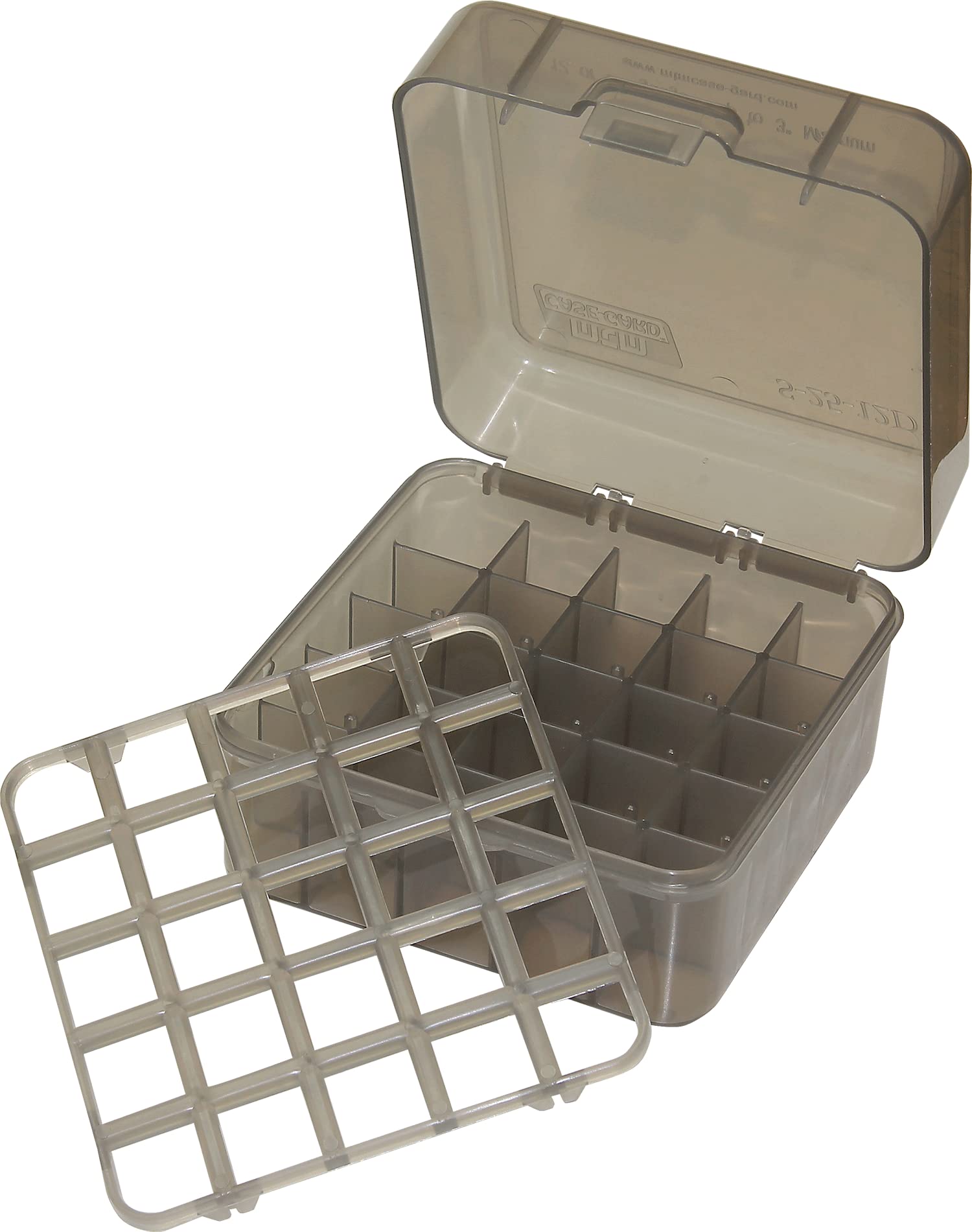 MTM S25D41 Shotshell Box 25 Round Flip-Top 12 20 Gauge Up To 3 Inch Clear Smoke