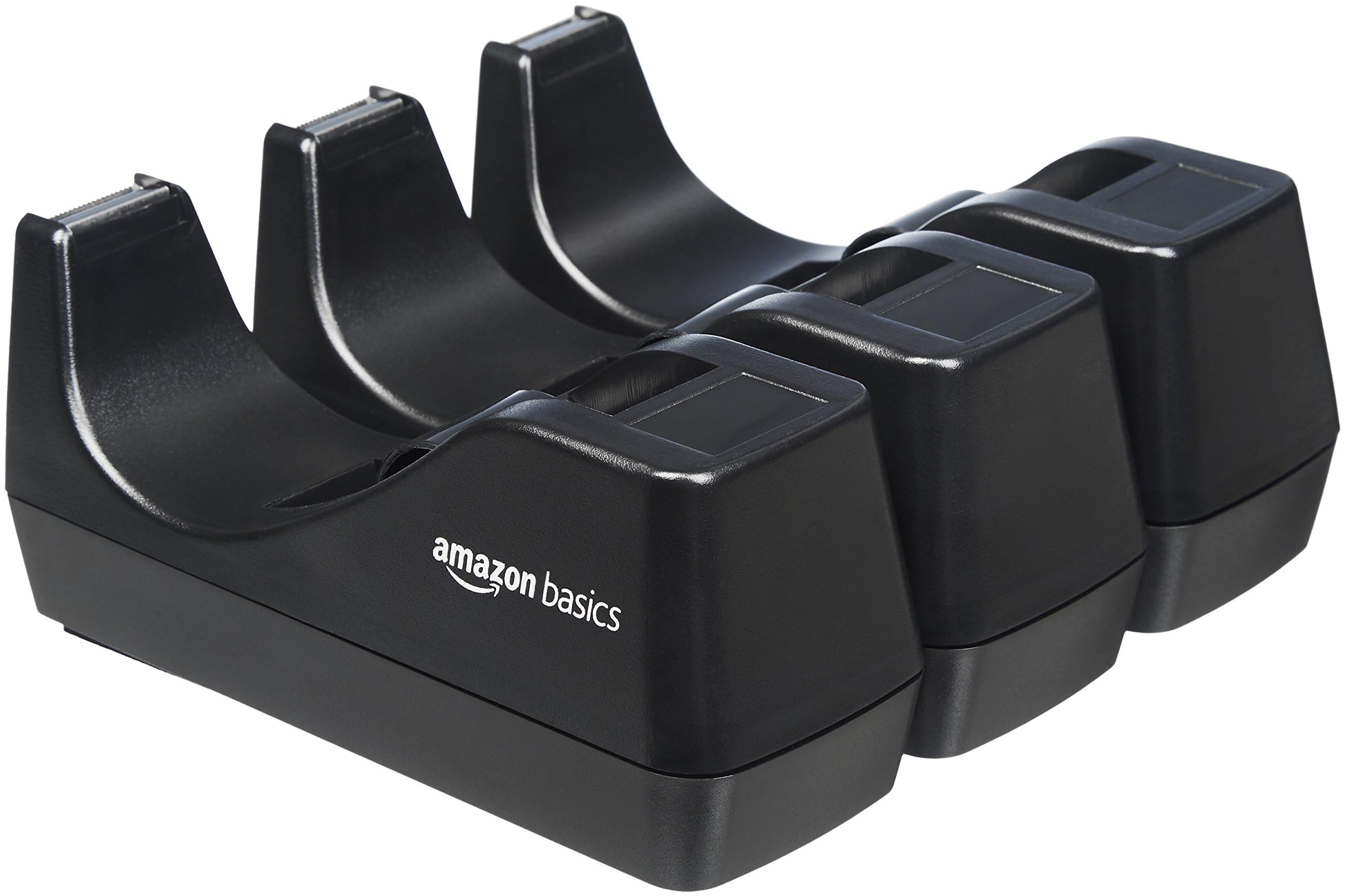 Amazon Basics Weighted Desktop Tape Dispenser with Non-Skid Base, Desk Accessory, 3-Pack