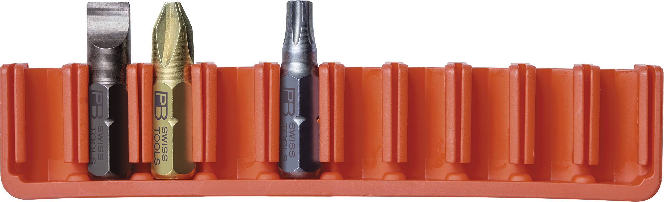 PB Swiss Tools - PrecisionBits BitBlock and Magnetic Holder with C6 or E6 Design for Slotted, Phillips, Pozidriv and Torx® Screws, Model #970.C6 and E6, Mechanics' Tools