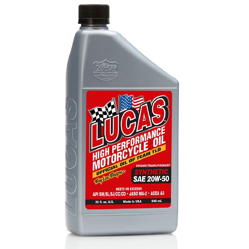 Lucas Oil 10702 Synthetic SAE 20W-50 Motorcycle Oil 1 QT