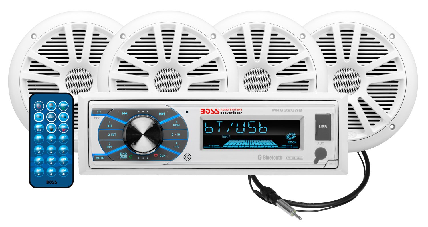 Boss MCK632WB64 Marine Media Receiver with Bluetooth Pair 6.5" Speakers
