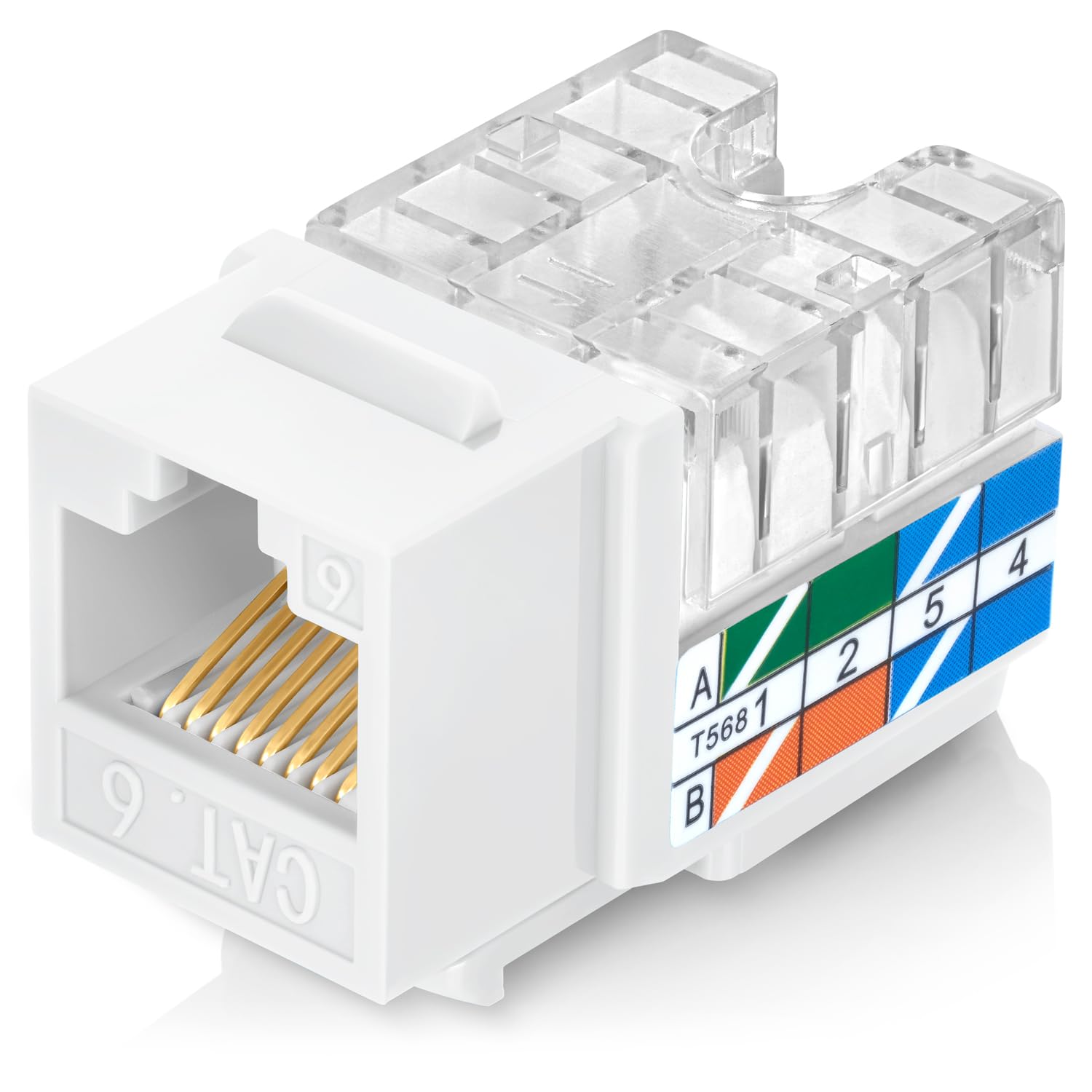 Everest 90 Degree RJ45 Cat6 Keystone Jacks Slim Profile 50-Pack White