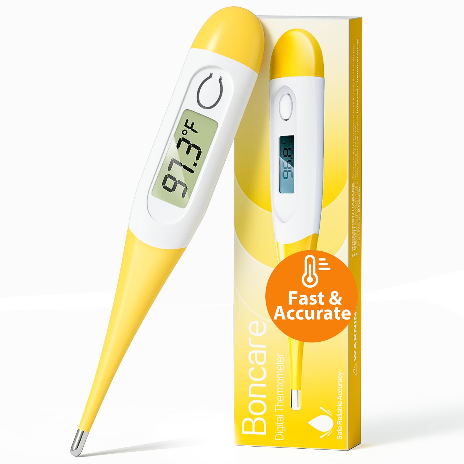 Boncare Digital Thermometer for Adults, Kids & Babies, Yellow
