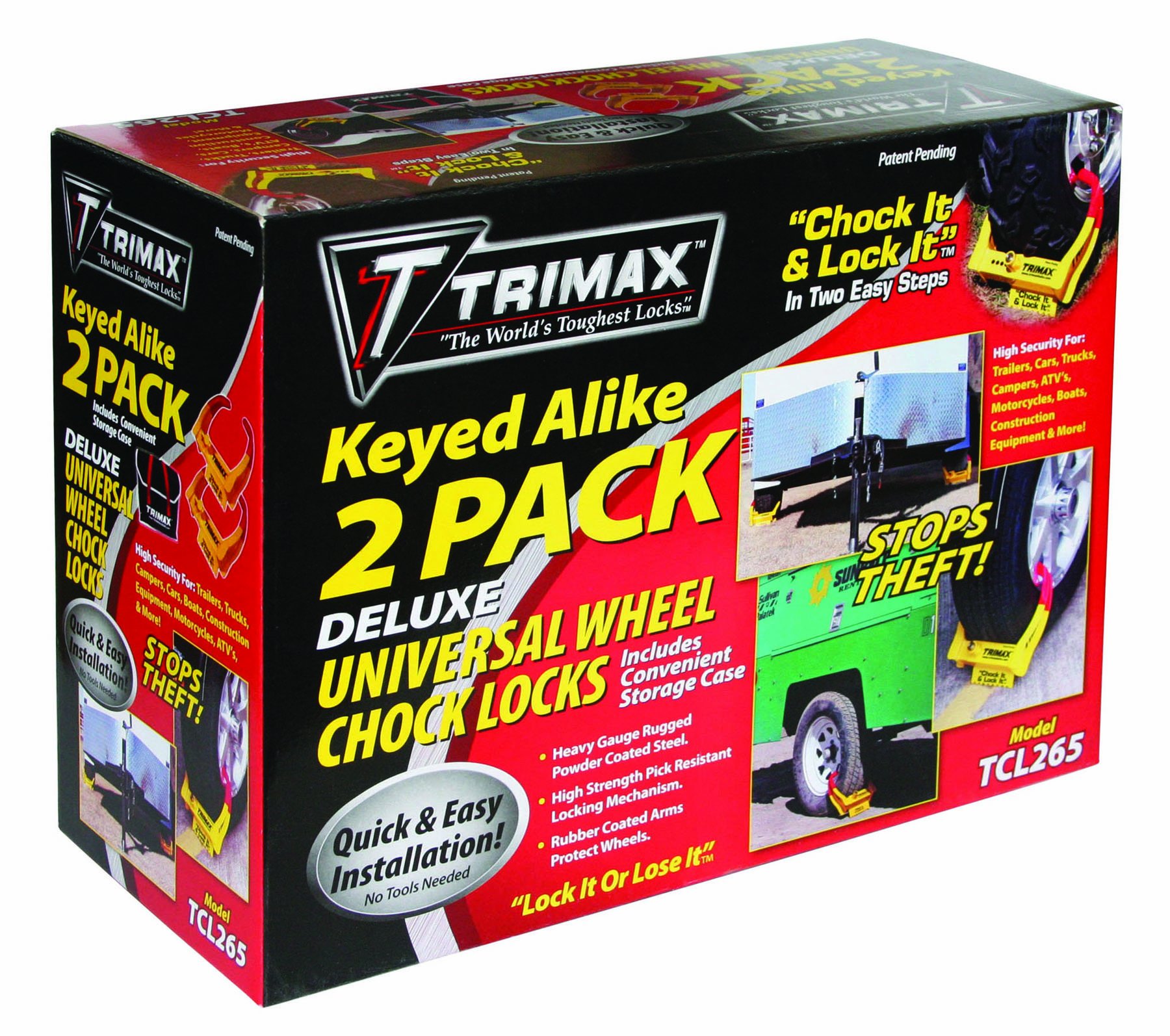 Trimax TCL265 Wheel Chock Lock 2-Pack fits 12  15 Wheels