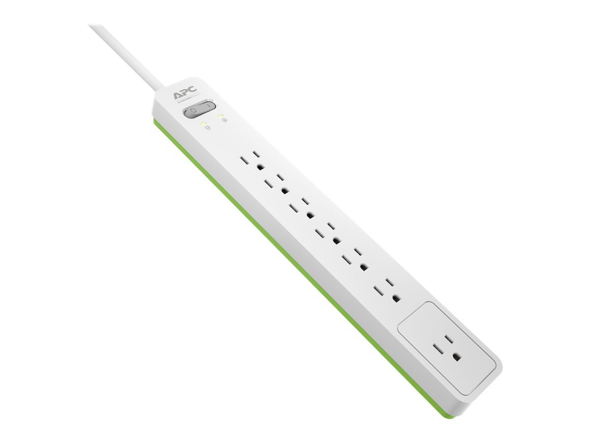 APC PE76W 7-Outlet SurgeArrest® Surge Protector, 6ft Cord (White)