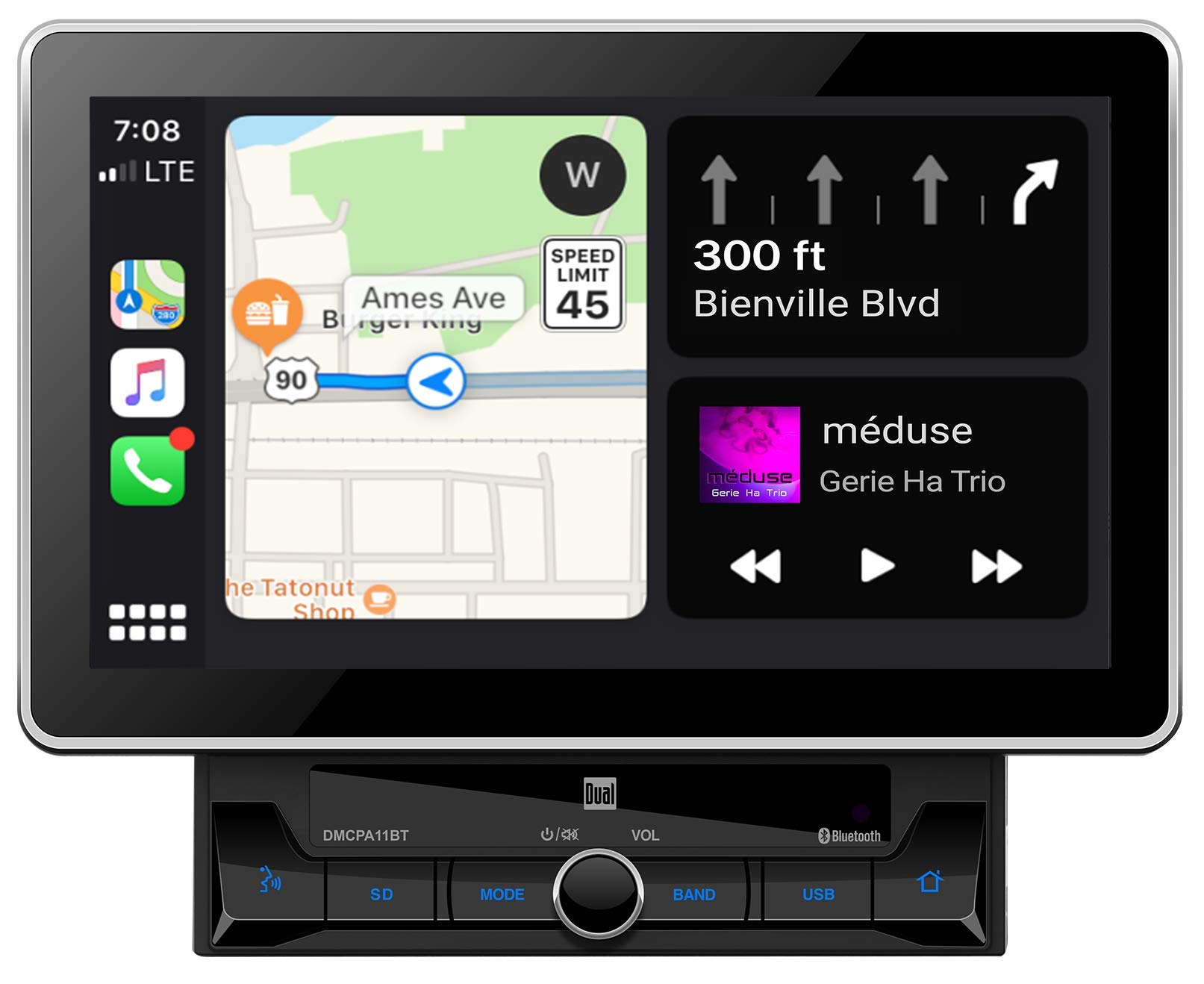 DMCPA11BT Dual 10.1" Double Din Mechless Digital Media Receiver
