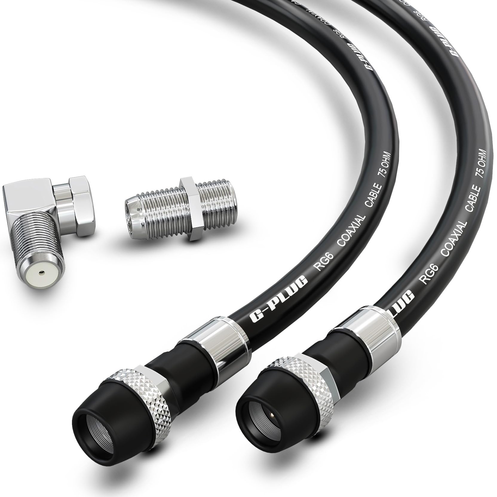 G-PLUG RG6 Coaxial Cable 50FT – Triple Shielded, Waterproof, 75 Ohm with F-Type Connectors, High-Performance for HDTV, Satellite, Internet, Indoor/Outdoor Use