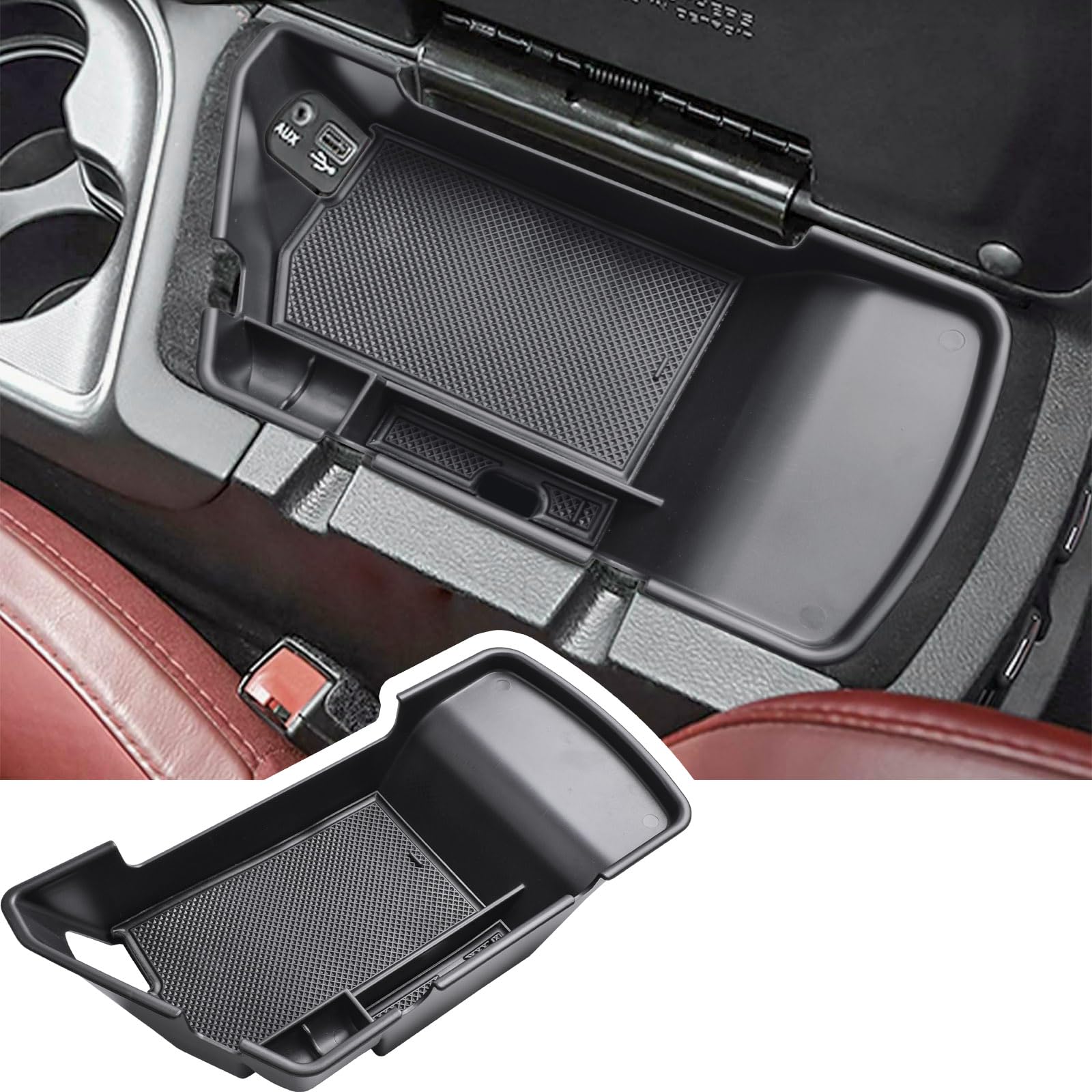 EDBETOS Center Console Organizer Compatible with Dodge Challenger Accessories 2015 2016 2017 2018 2019 2020 2021 2022 2023 Insert Tray Secondary Storage Armrest Box ABS Plastic Material