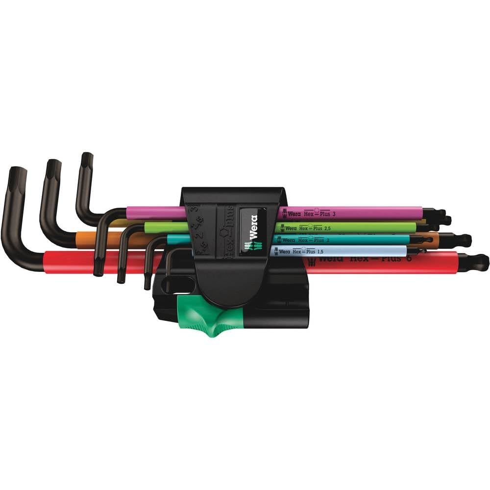 Wera 05022534001 950/7 HEX-PLUS MULTICOLOUR MAGNET 1 L-KEY SET, METRIC, BLACKLASER, 7 PIECES