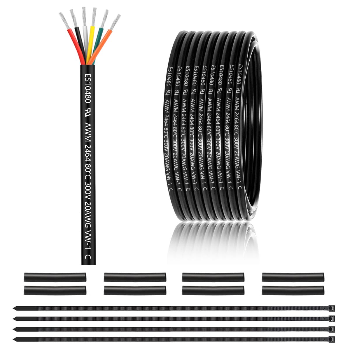 20 Gauge 6 Conductor Electrical Wire 25FT, UL 2464 20 AWG 6 Wire Cable