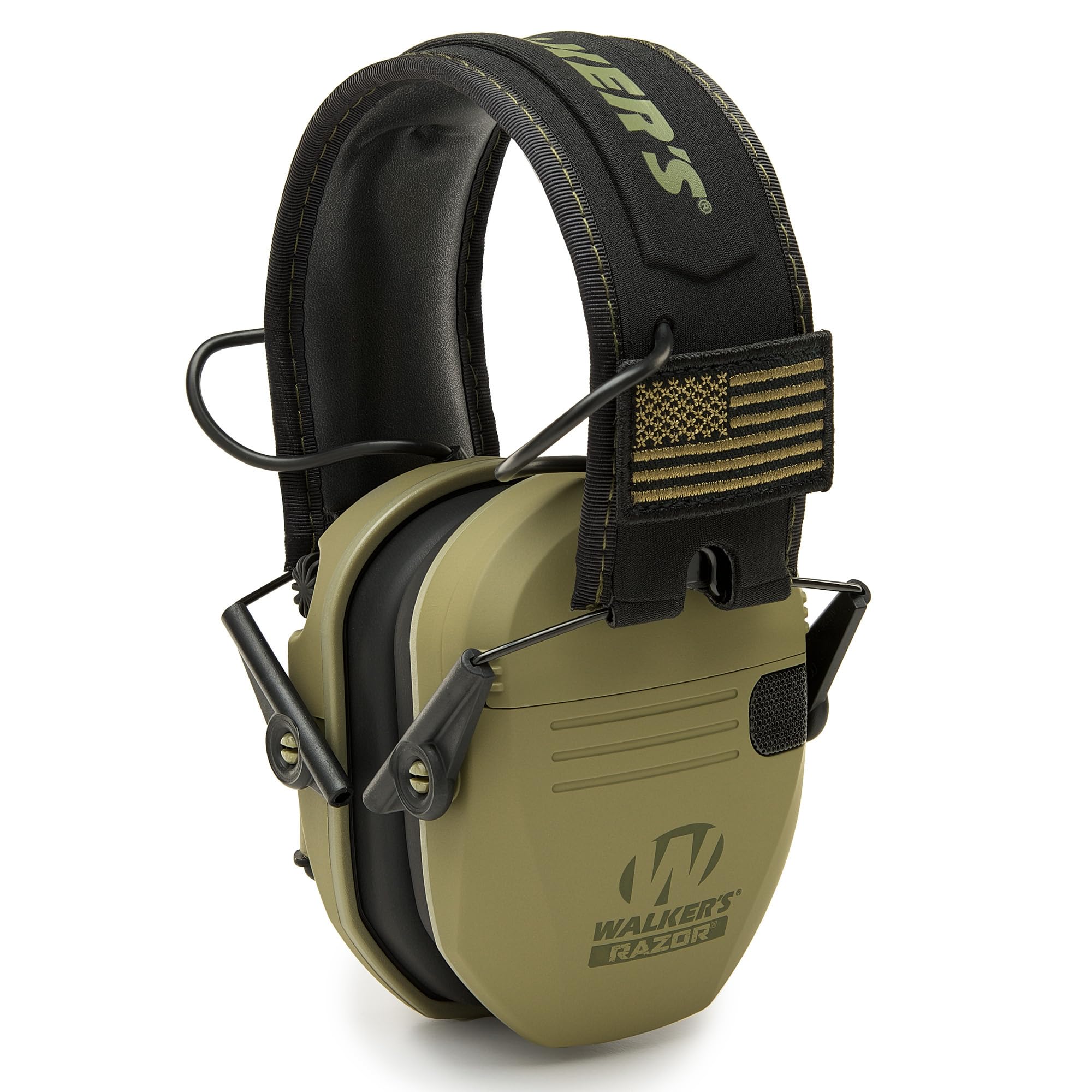 Walker's GWPRSEMPATODG Razor Slim Electronic Muff - Od Grn Patriot
