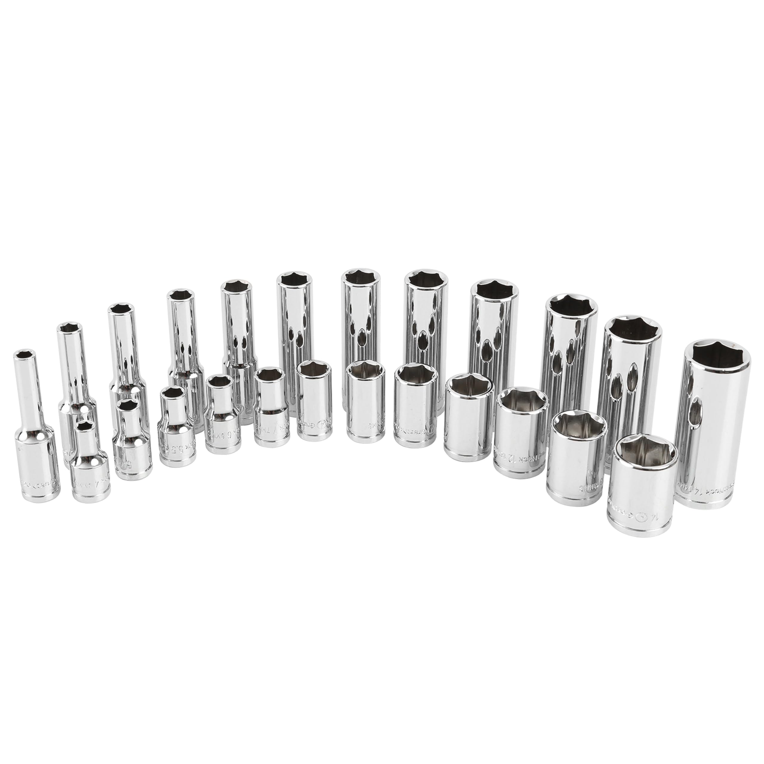 Great Neck 18622 - 22 Pc 1/4 Drive Deep/Shallow Socket Set with Tray- Metric