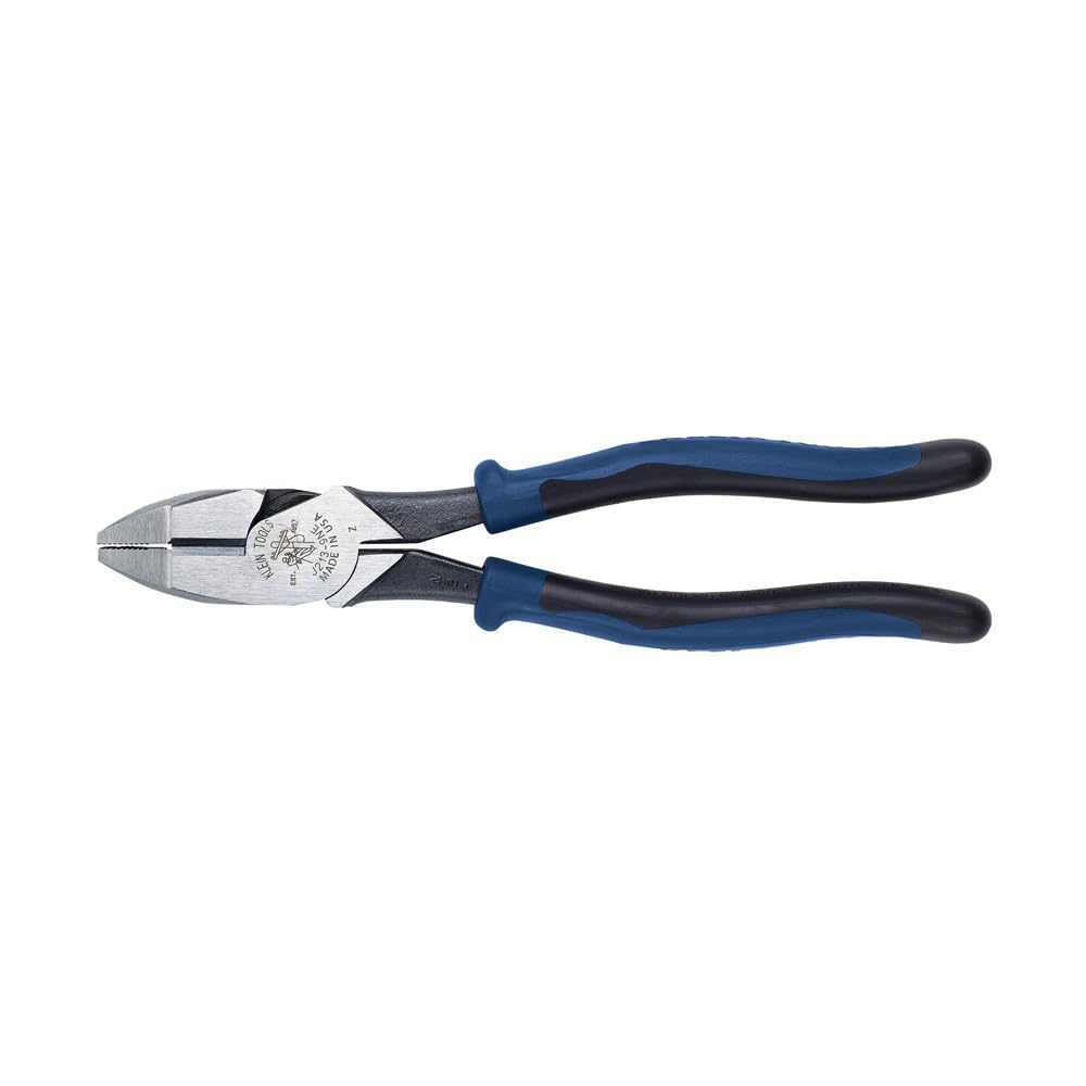 Klein Tools J213-9NE Side Cutter Linemans Pliers, Made in USA, High Leverage, 9-Inch, Streamlined Design, Color Coded