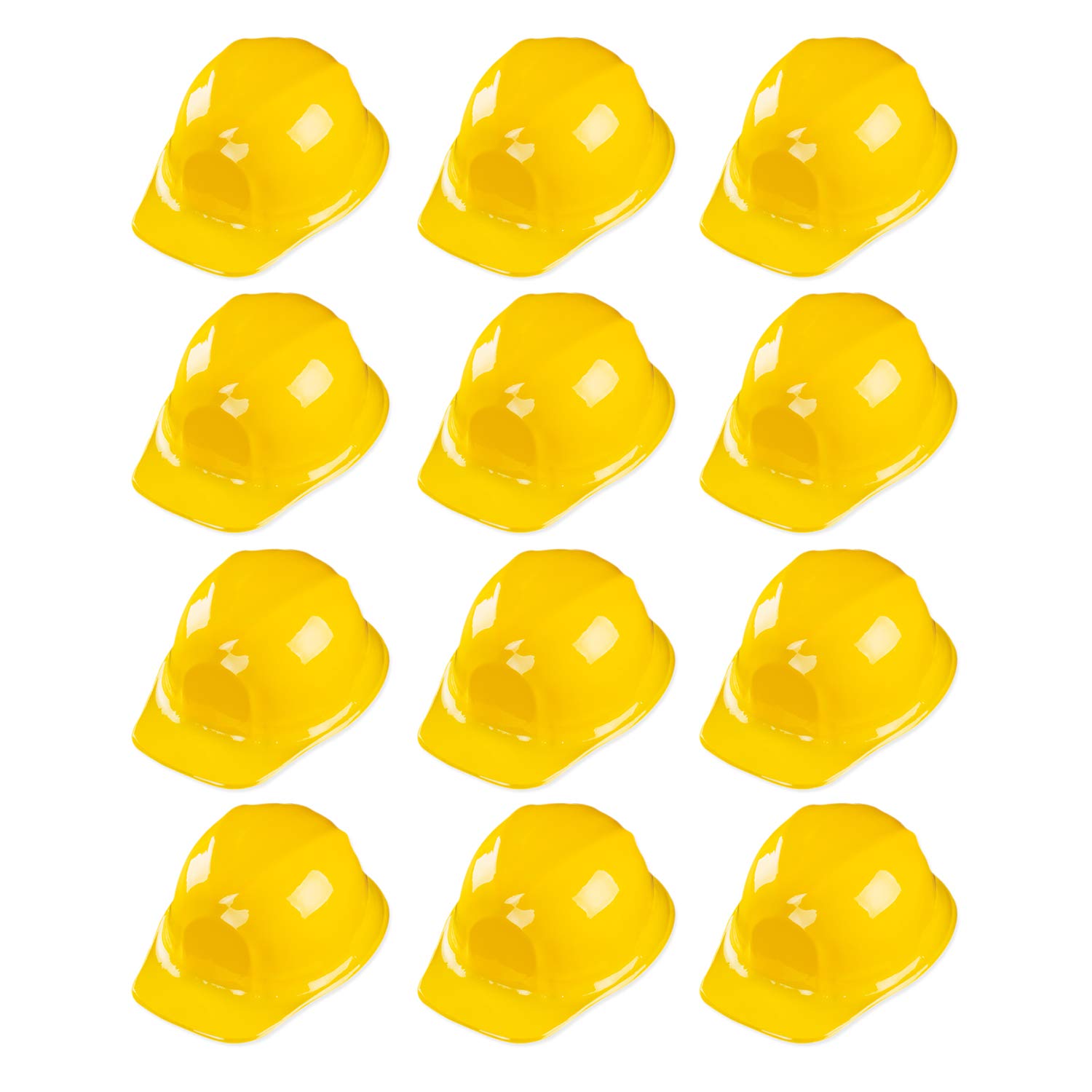 Super Z Outlet 12 Pack Yellow Construction Hard Hat Plastic Birthday Party Supplies Worker Caps Set Halloween Costume Toy