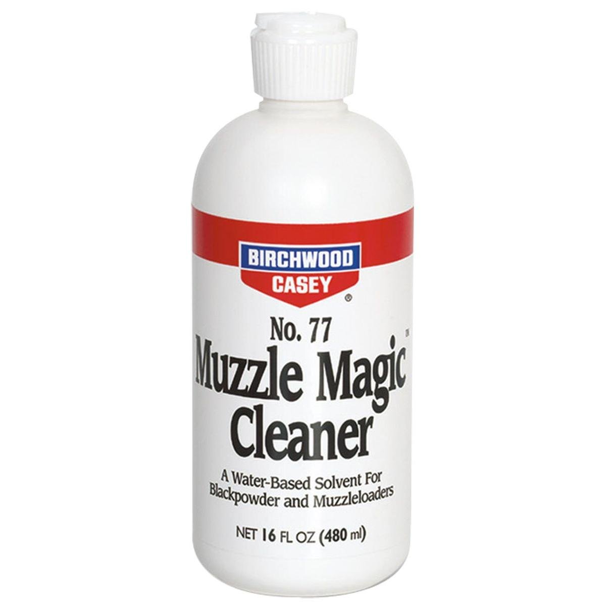 Birchwood Casey Muzzle Magic No.77 Gun Cleaner with Flip Top | Fast-Acting Water-Based Black Powder Solvent for Rust Prevention, 16oz Bottle