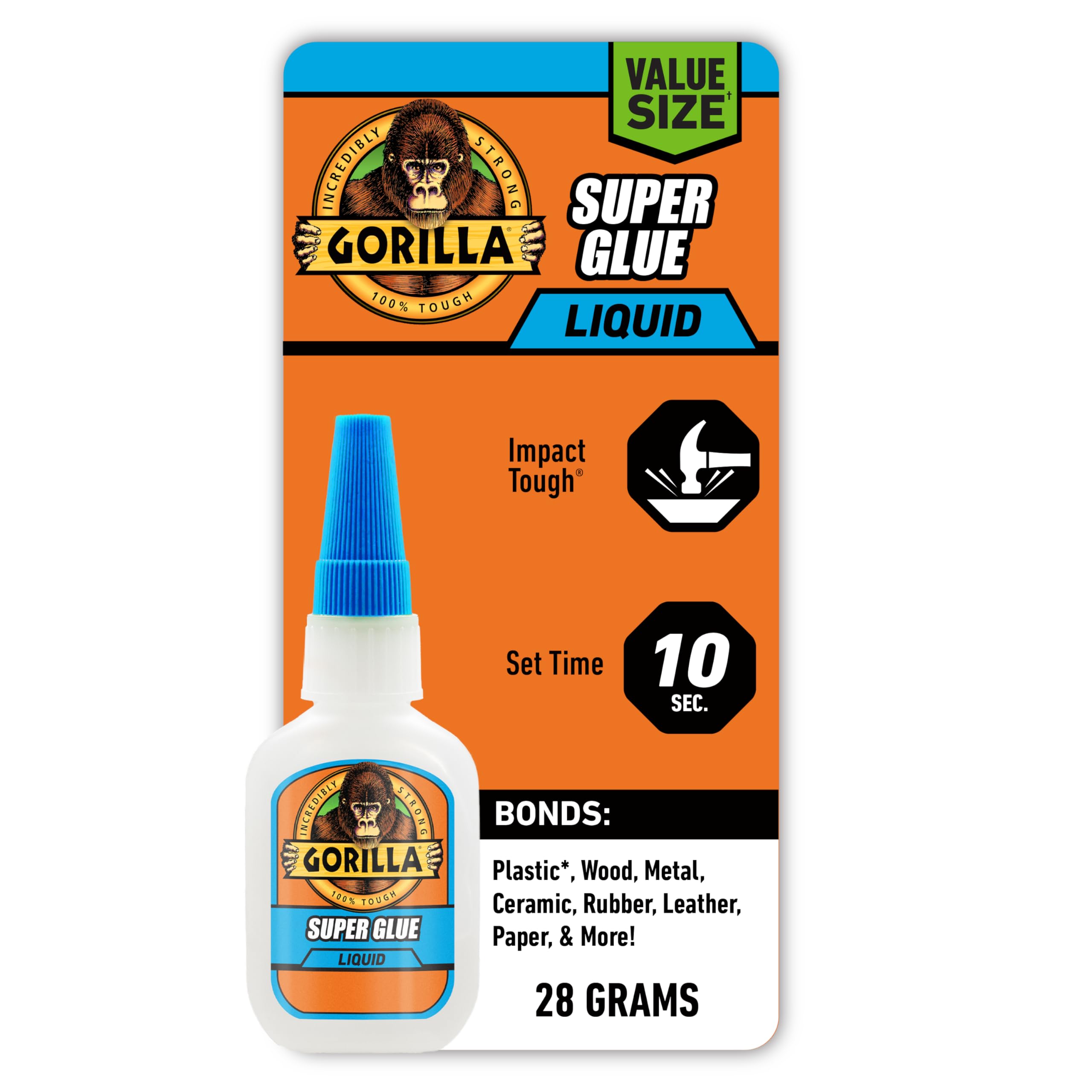 Gorilla Super Glue Value Size, Fast-Setting Strong Bond, 28 g