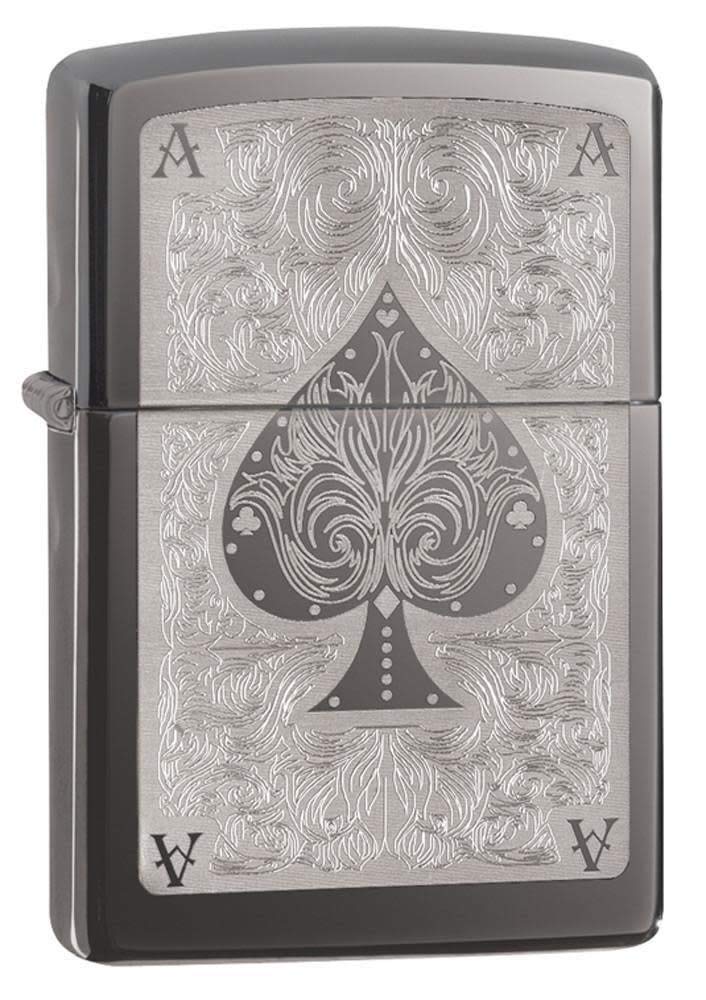 Zippo 28323 Windproof Lighter Ace Filagree, Black Ice Finish