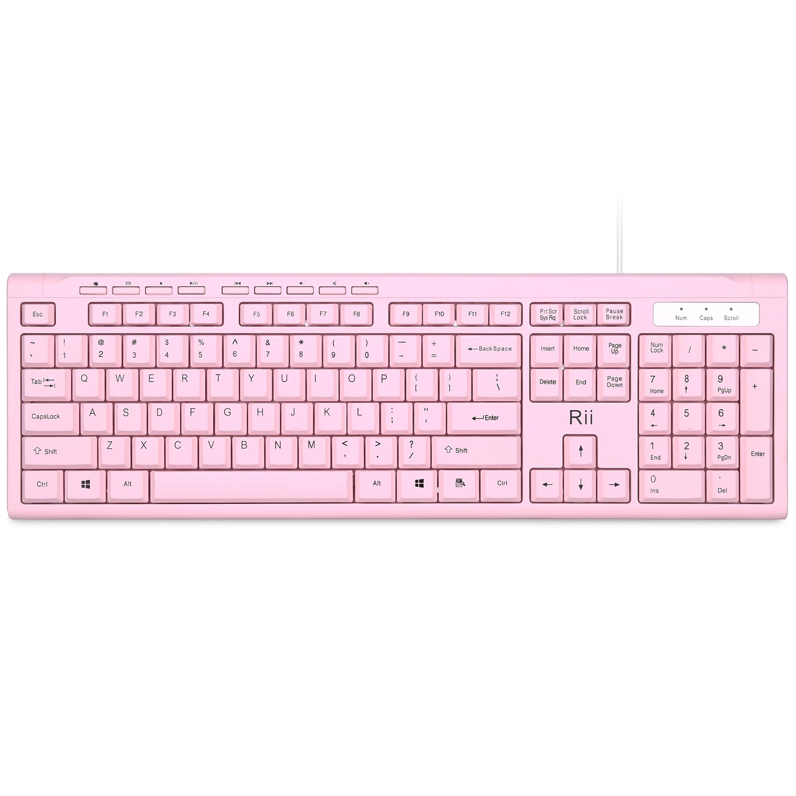 Rii RK907 Ultra-Slim Compact USB Wired Keyboard for Mac and PC,Windows 10/8 / 7 / Vista/XP(Pink)