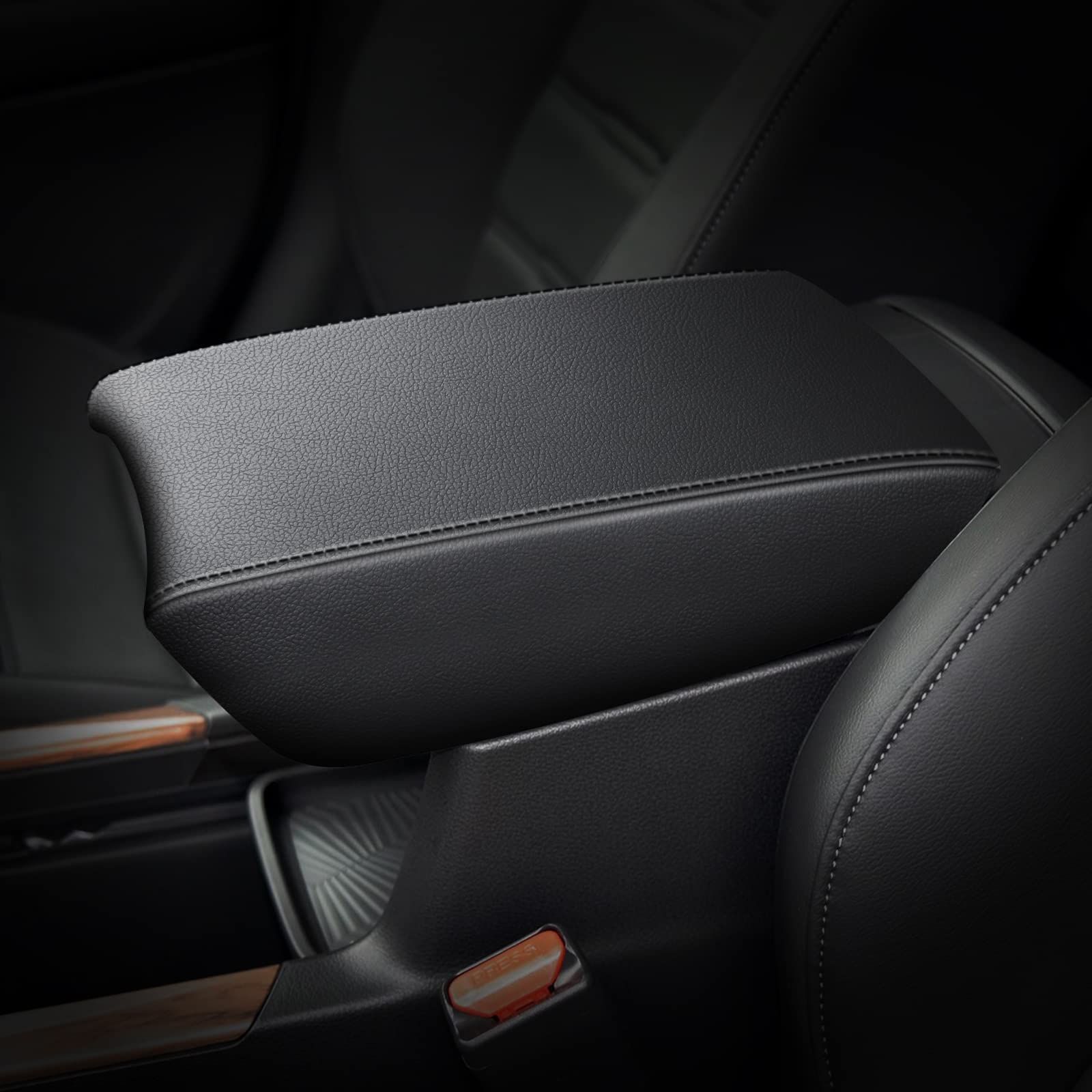 AOMSAZTO Automotive Center Console Cover for CRV Faux Leather Car Armrest Cover Seat Box Protector Custom Fit Compatible for 2017-2022 CRV Black