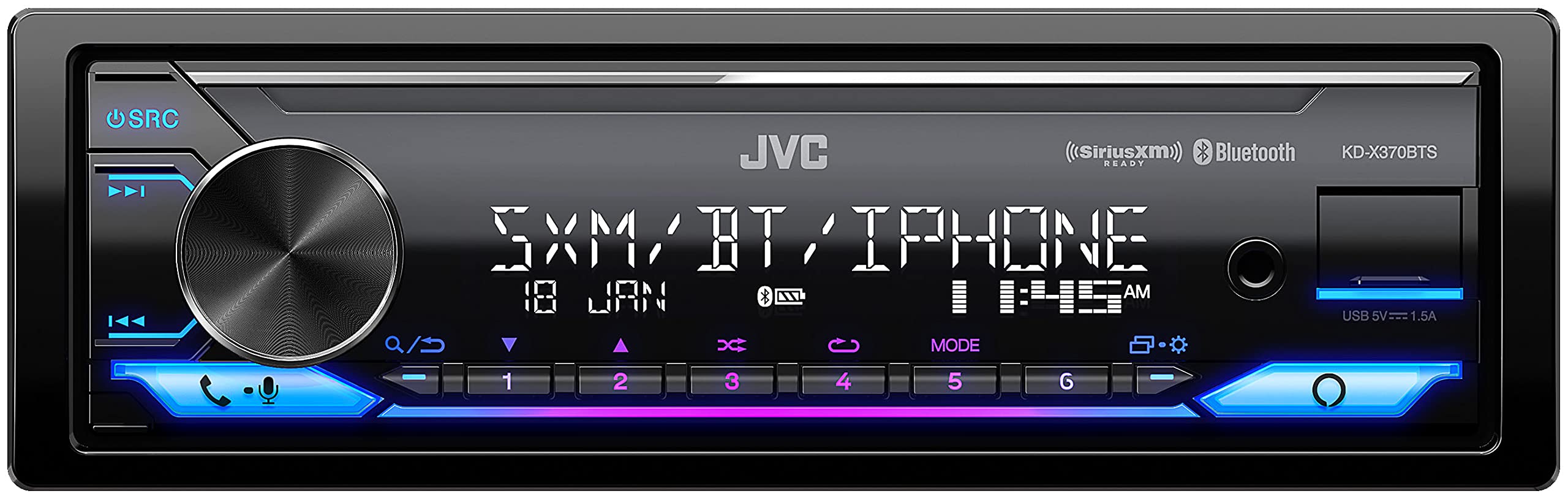 JVC KDX370BTS S.Din Digital Media Receiver Bluetooth Amazon Alexa Compatible