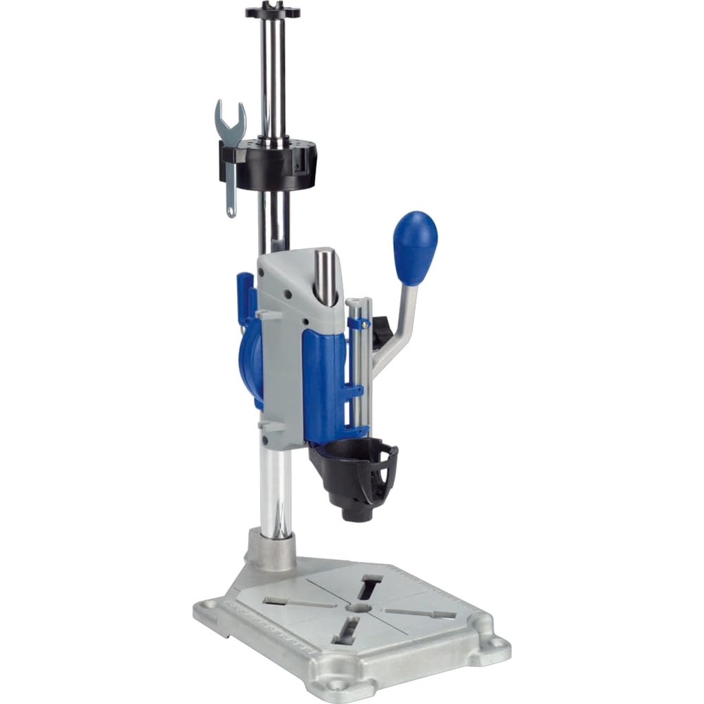Dremel Drill Press Rotary Tool Workstation Stand with Wrench - Mini Portable Press & Tool Holder - 2-Inch Depth - Ideal for Drilling Perpendicular and Angled Holes - 220-01