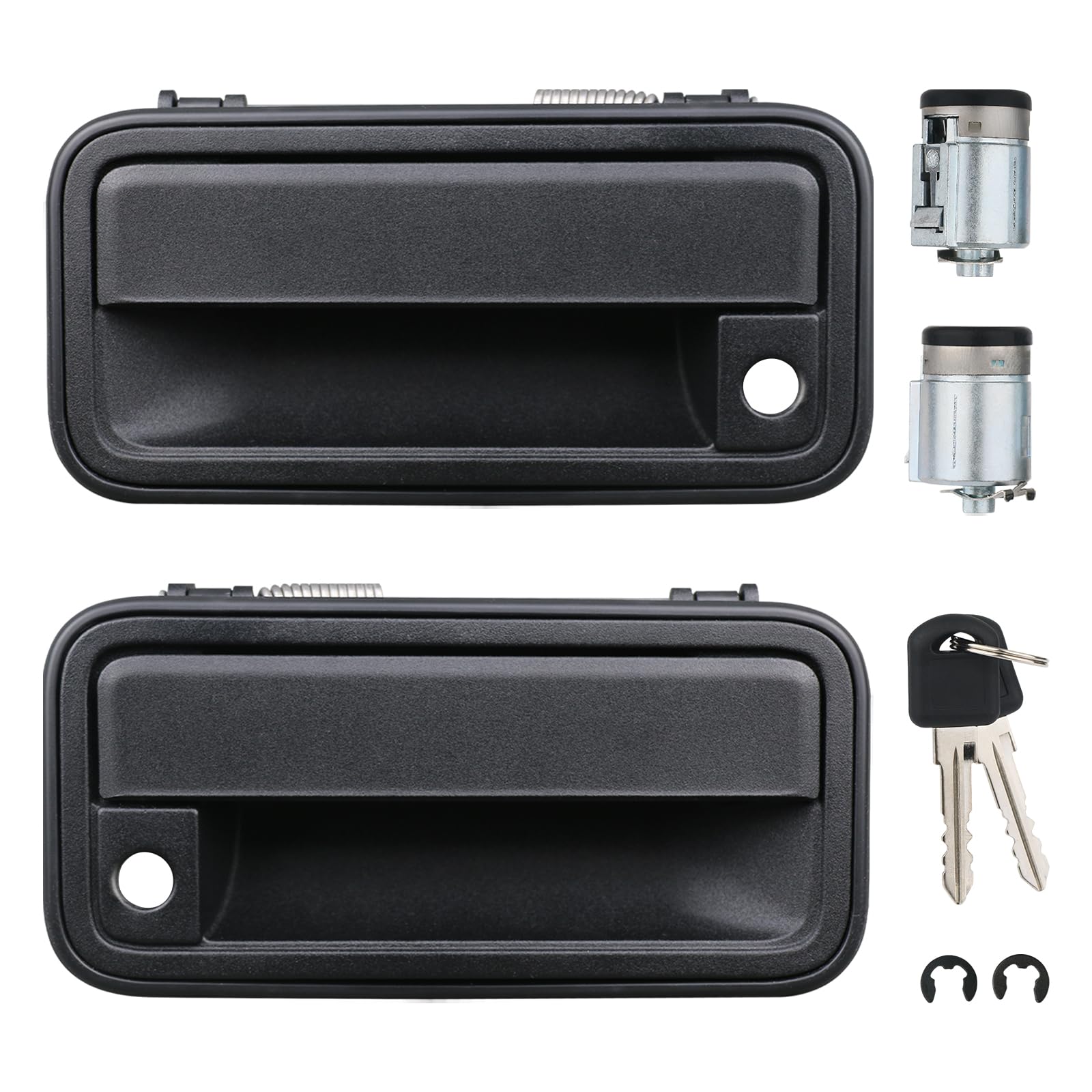 APPERFiT All Metal Exterior Door Handles w/Key Lock Cylinders Compatible with 1995-2000 Chevrolet Chevy/GMC C1500 C2500 C3500 K1500 K2500 K3500 Suburban Tahoe Yukon 15742229 15742230