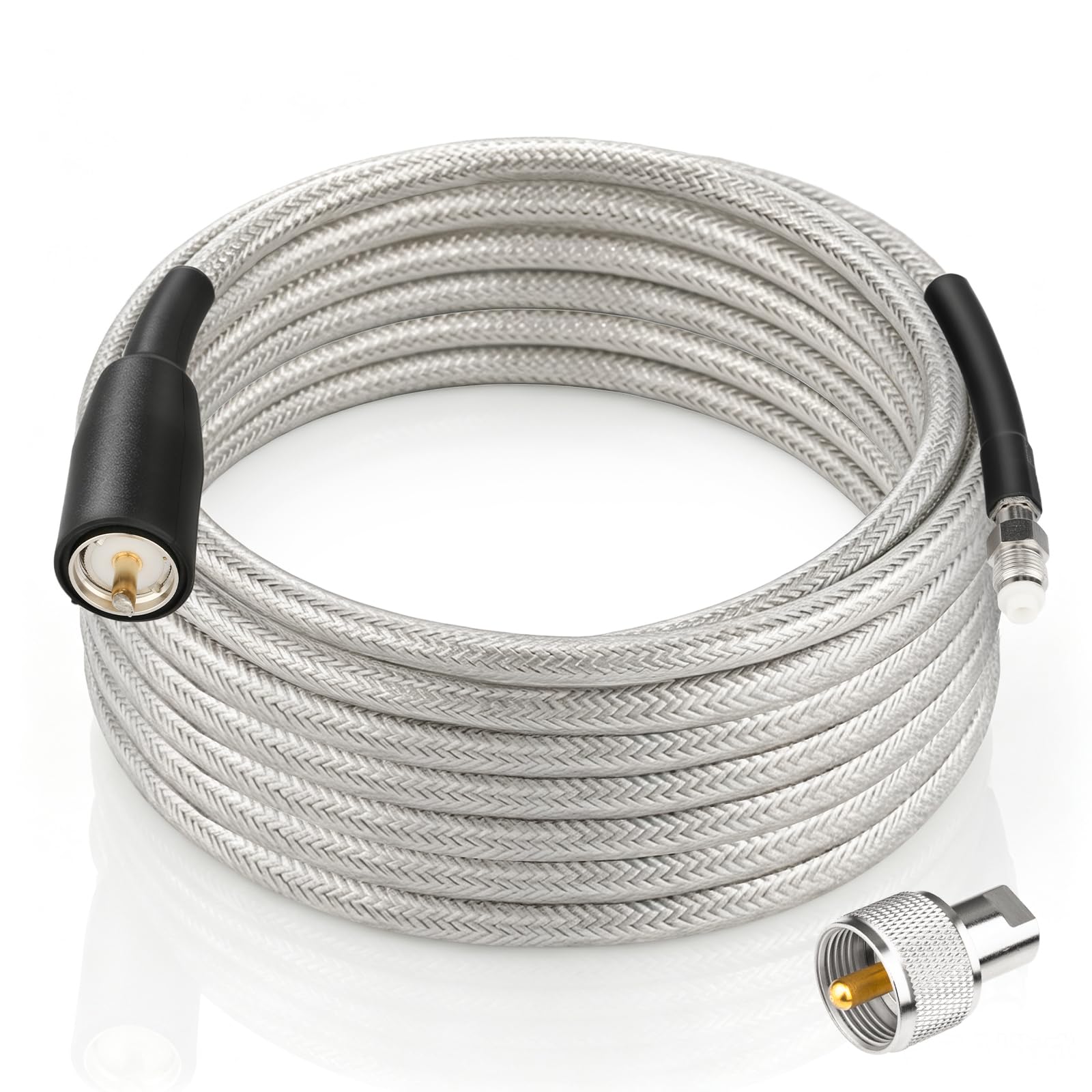 CB Coax Cable 18ft, CB Radio Antenna Cable RG8X Coaxial Cable with with Waterproof Boot, PL-259 Male to FME Female/ PL259 Male Connector, Low Loss for HAM Radio, VHF Radio, Marine Antenna, SWR Meter