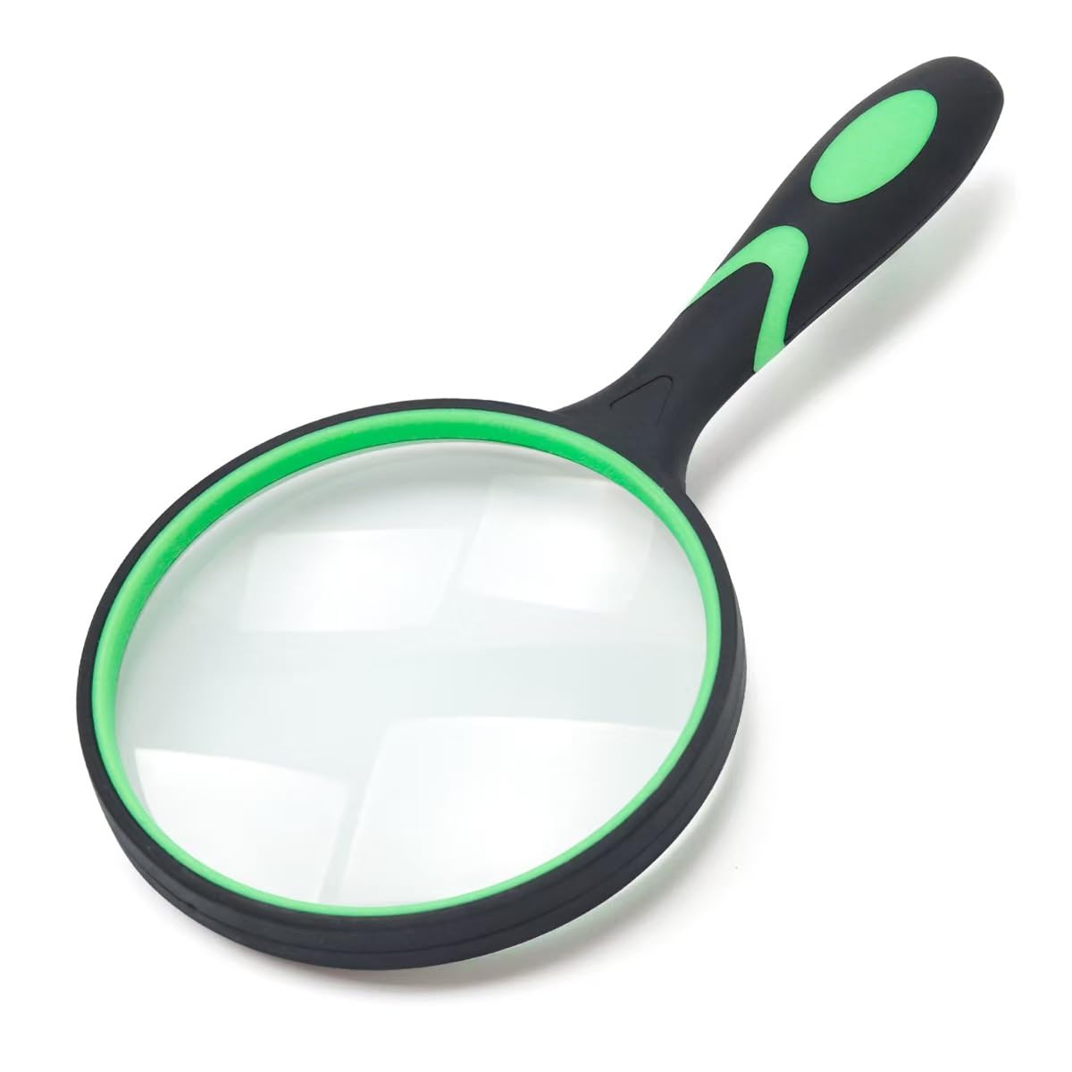 Large Magnifying Glass 5X Handheld Reading Magnifier for Seniors & Kids - 100MM 4INCHES Real Glass Magnifying Lens for Book Newspaper Reading, Insect and Hobby Observation, Classroom Science (GREEN)