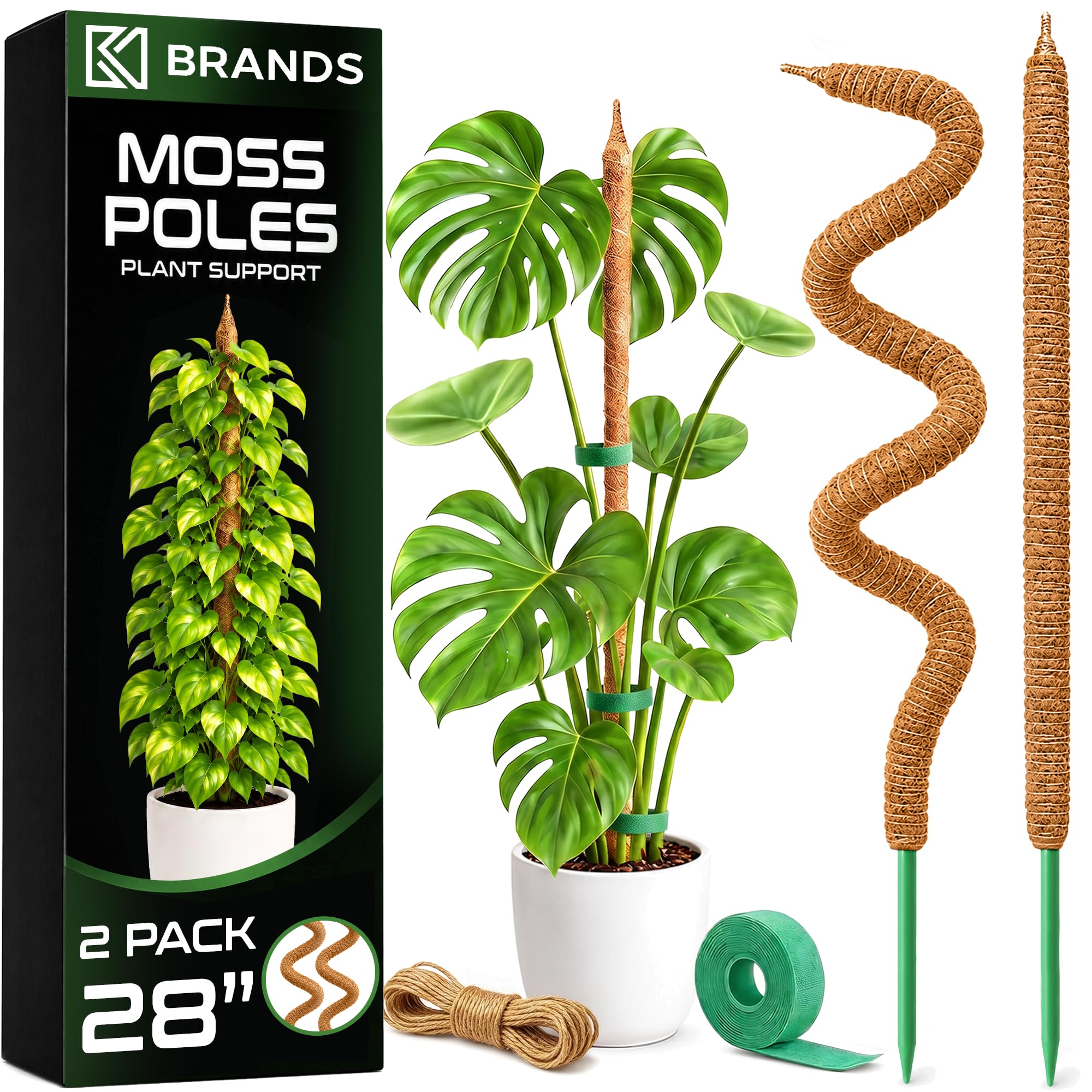 2Pcs 28'' Moss Pole Monstera Plant Support - Plant Stakes for Indoor Plants