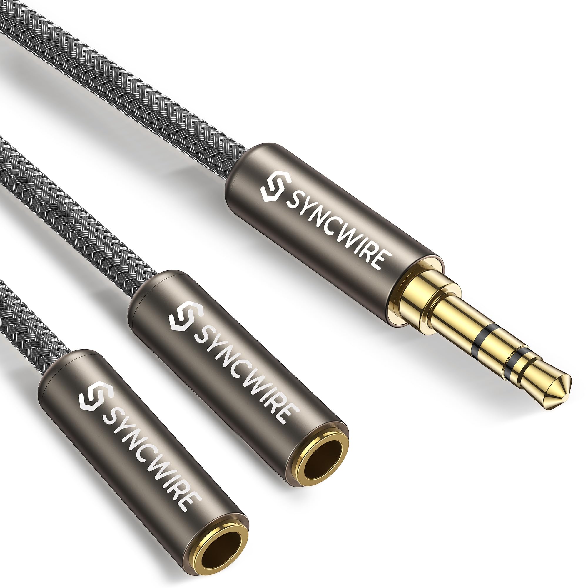 SYNCWIRE Headphone Splitter, 3.5mm Male to 2 Female Y Cable, Gold Brown