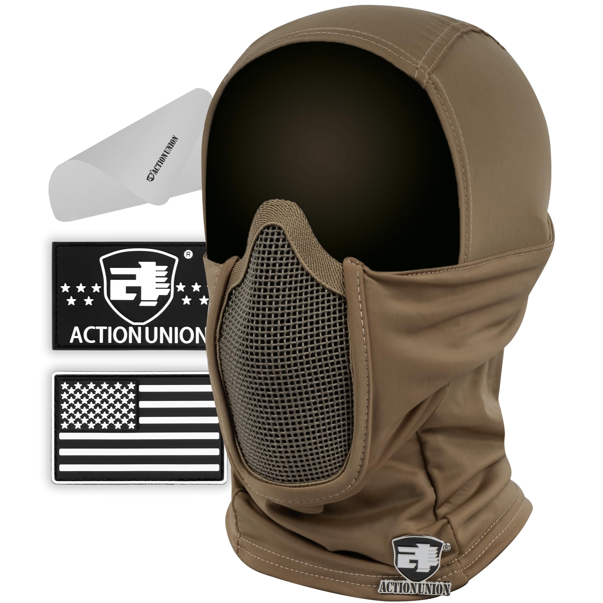 ACTIONUNION Tactical Airsoft Balaclava Mesh Mask Set (Tan)