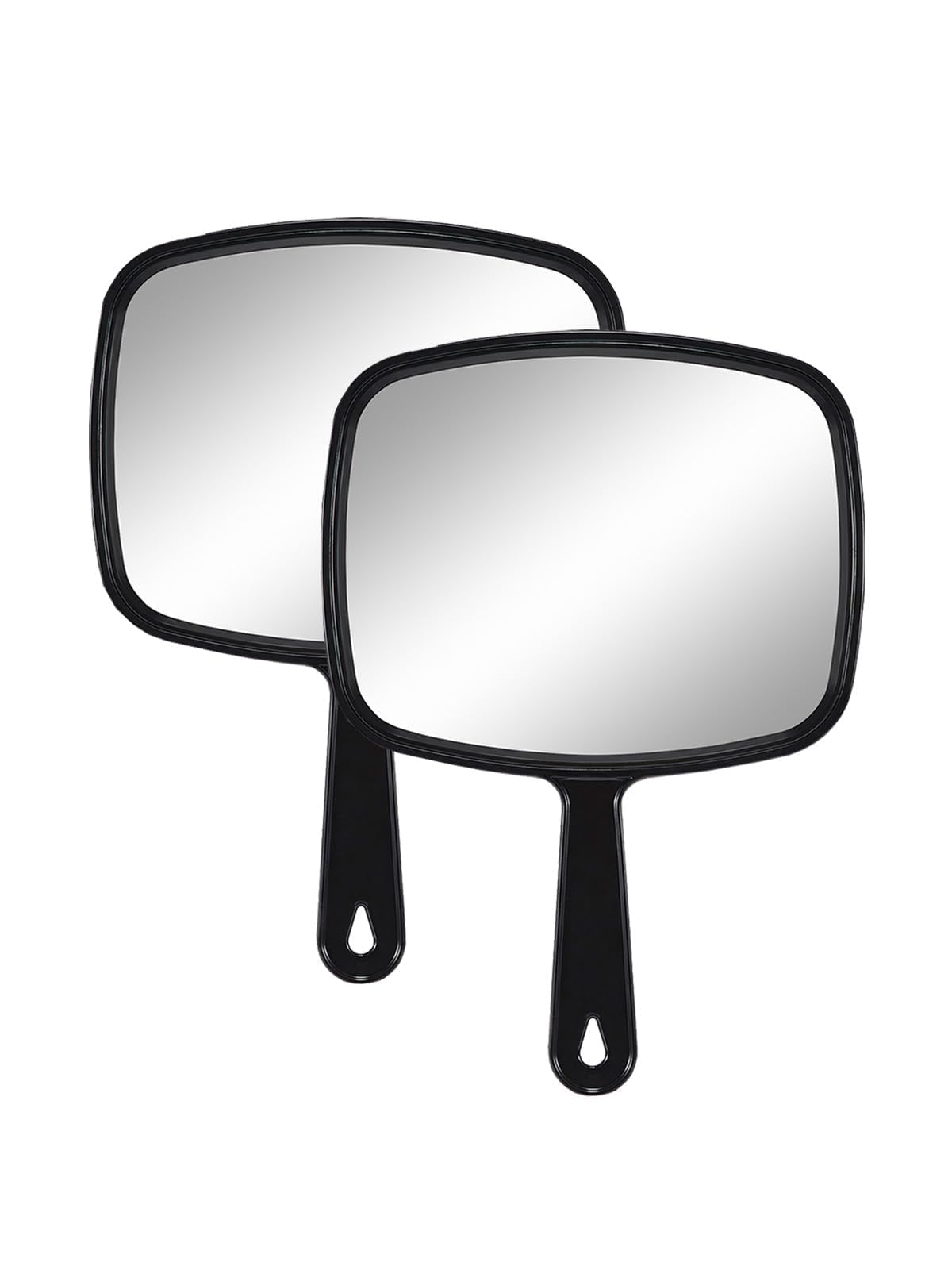 Gladmart Hand Mirror Salon Barber Hairdressing Handheld Mirror with Handle(Square,Black,7.4 x 10.3 inches,Pack of 2), Black&black