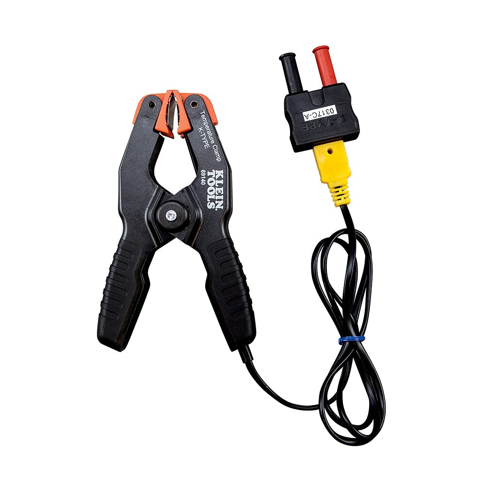 Klein Tools 69140 K-Type Thermometer, Pipe Temperature Clamp for HVAC, Measures -4 to +212 Degrees Fahrenheit