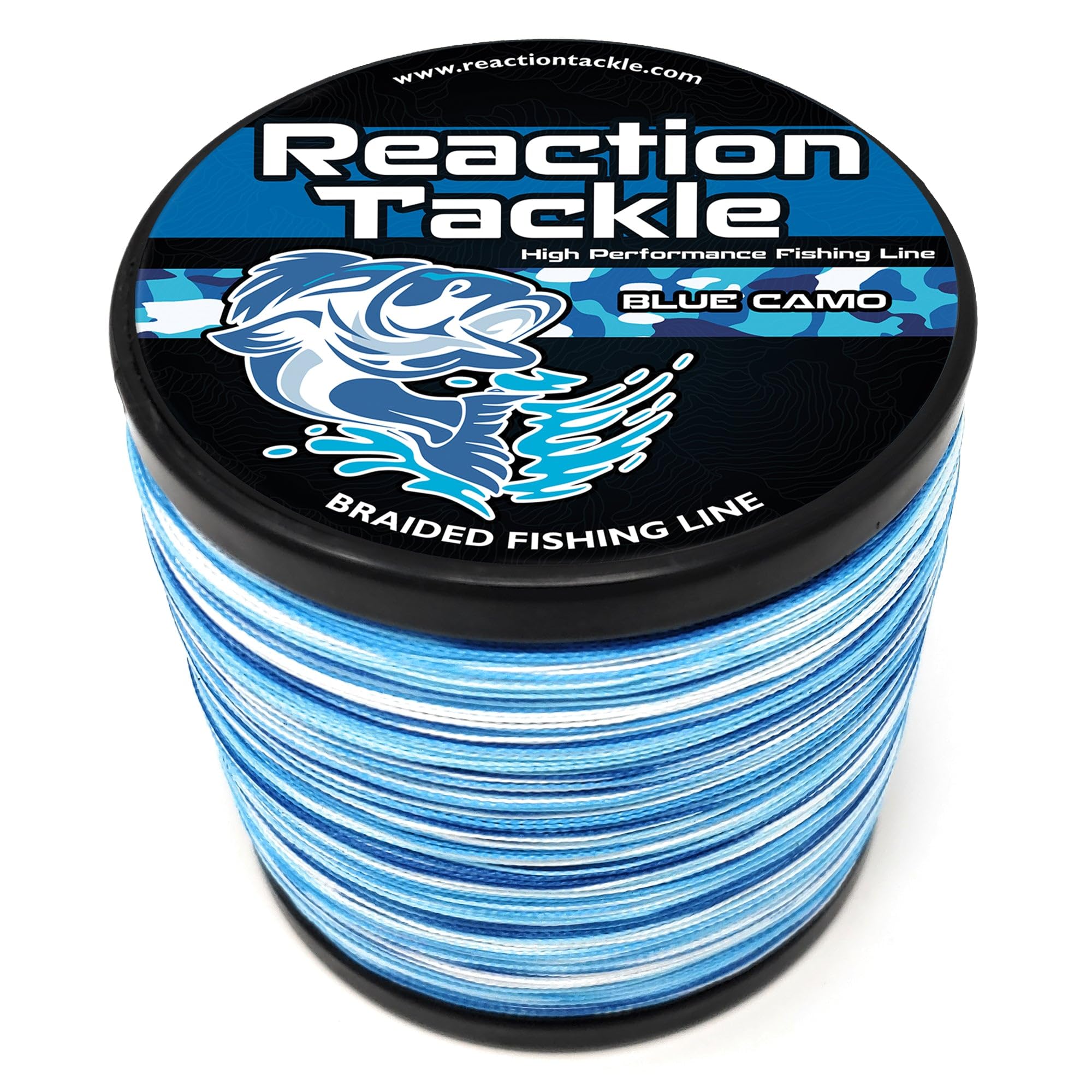 Reaction Tackle Braided Fishing Line - Pro Grade Power Performance for Saltwater or Freshwater Fish - Colored Fishing Line Braid for Extra Visibility - Blue Camouflage 30 Lb (150 Yards)