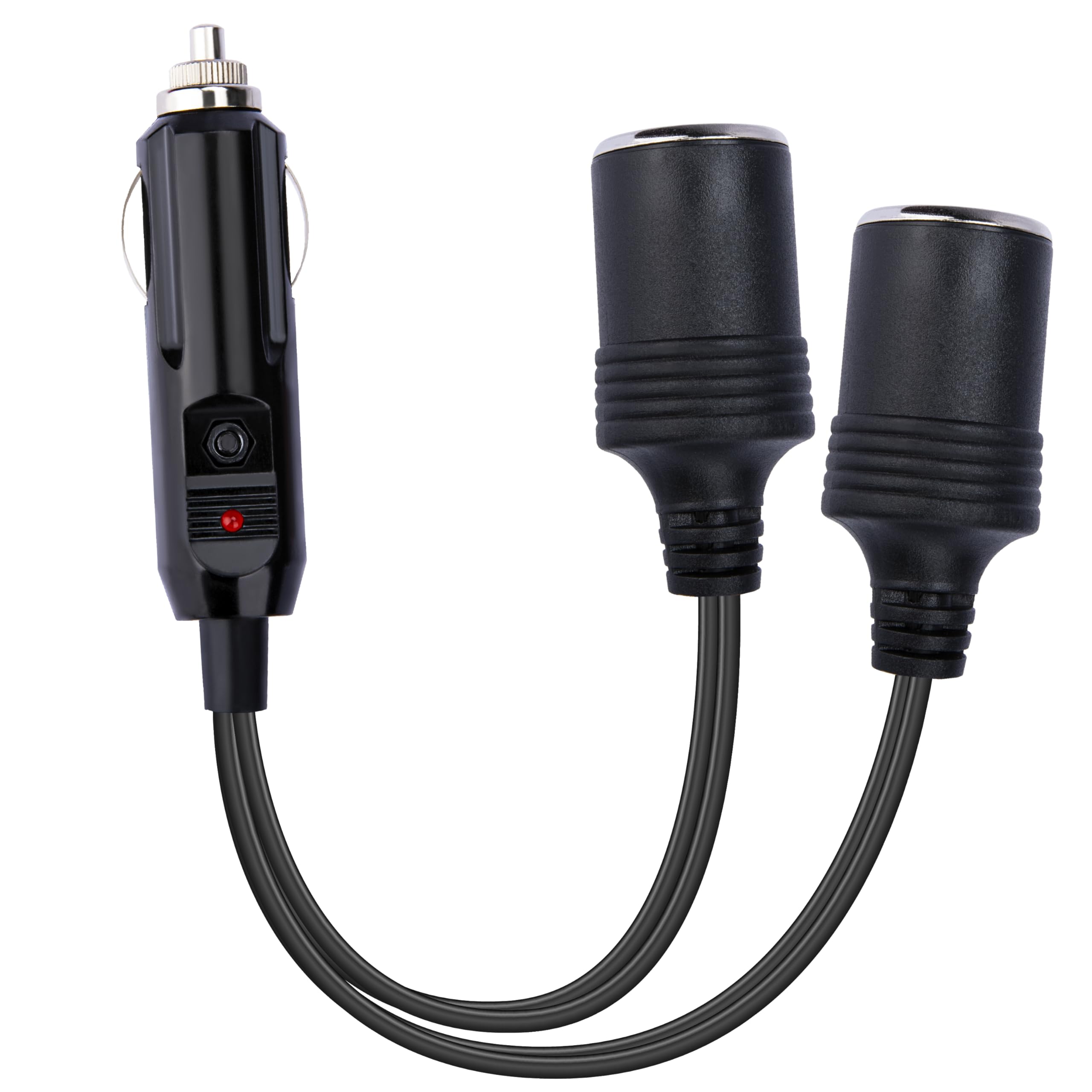 12V Double Cigarette Lighter Adapter, 1 to 2 Car Cigarette Lighters Splitter 2 Socket, 18AWG Dual Cigarettes Lighter Extension Cord with 15A Fuse, Car Charger Splitter