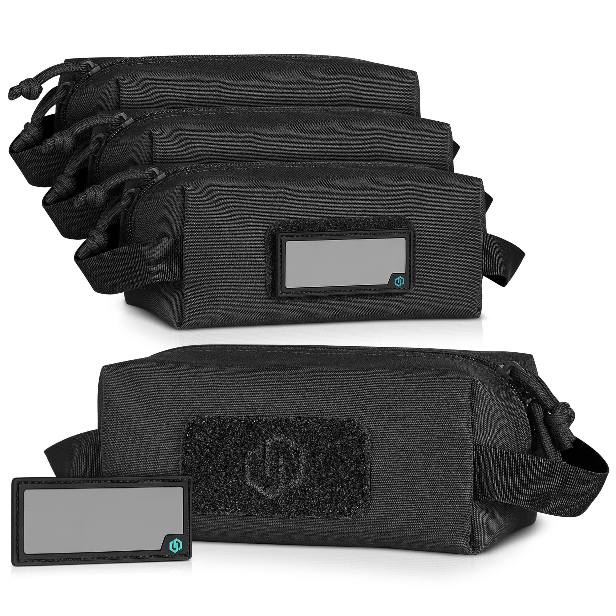 Savior Equipment Loose Sacs 4-Pack Tactical Ammo Pouch Firearm Ammunition Carrier Bag, ID Patches Included, Black
