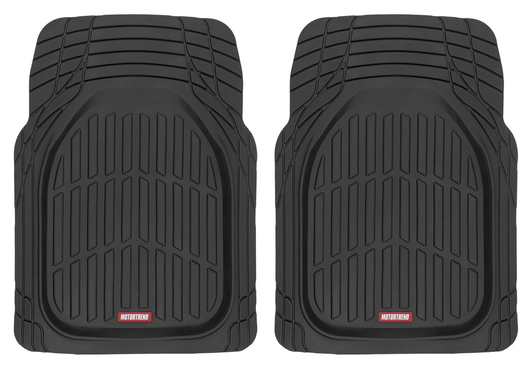 Motor Trend -2 Piece Front Car Floor Mats- Black FlexTough Contour Liners-Deep Dish Heavy Duty Rubber Floor Mats for Car SUV Truck & Van-All Weather Protection, Universal Trim to Fit