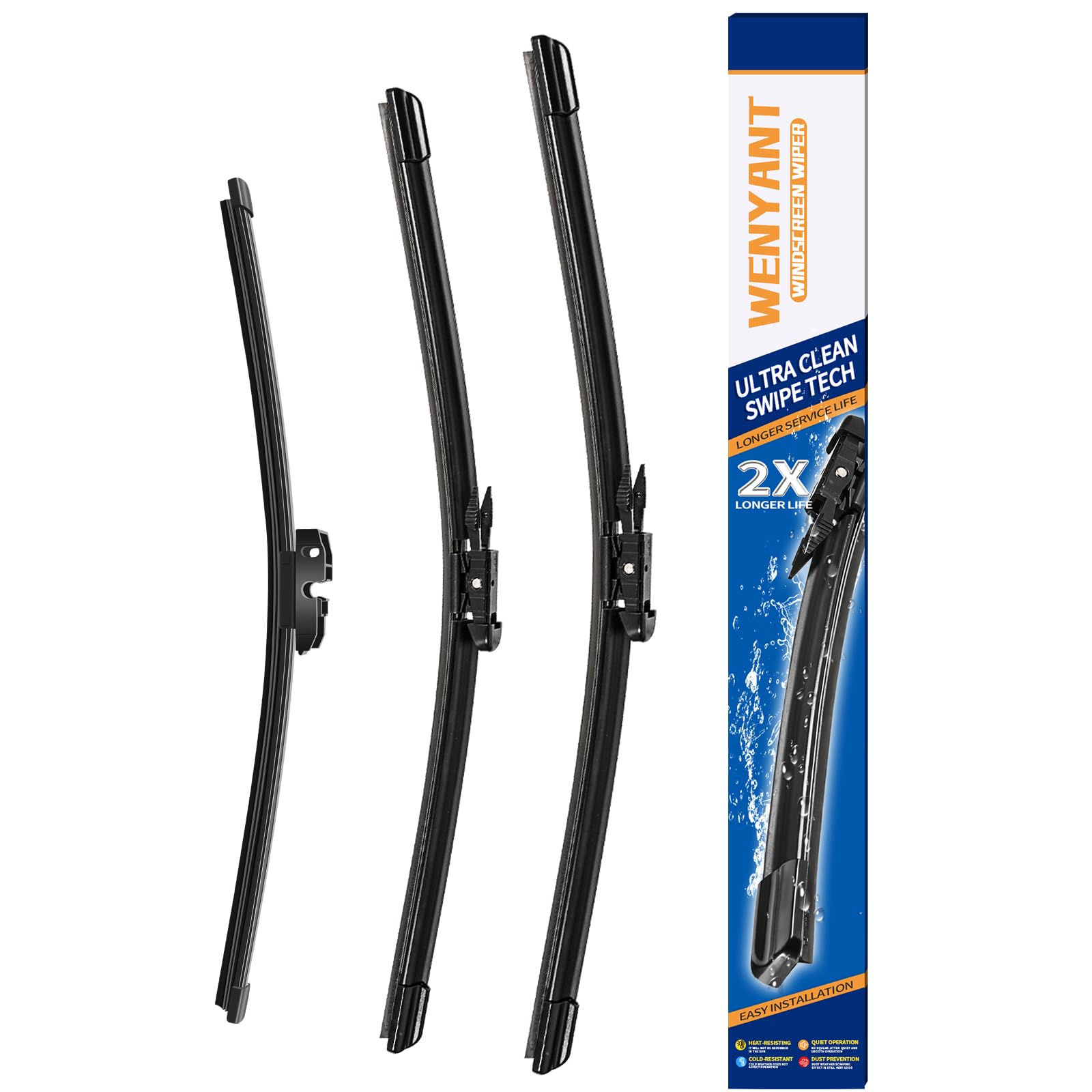 Wenyant 28"/28"/11" Windshield Wipers Compatible with Ford Escape 2013-2019 Front and Rear Wiper Blades for My Car Original Equipment Automotive Replacement (Set of 3)