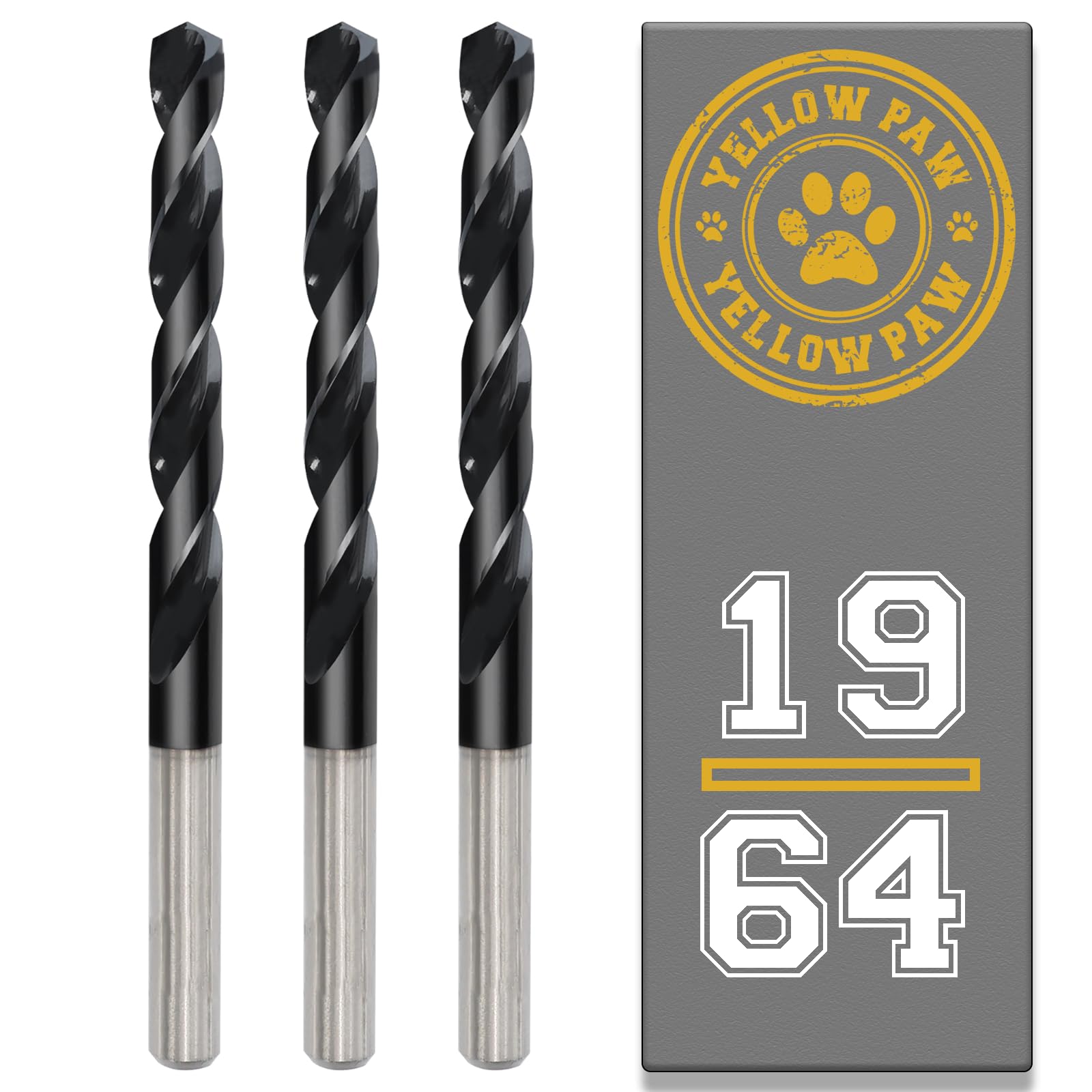 19/64 Inch Drill Bit (3 Pack) Industrial Grade M35 Cobalt Titanium Aluminum Nitrite - 19/64" Diameter & Total Length of 4-1/4" with Working Length of 2-3/4" Easily Drill Into Metal, Steel, & Aluminum