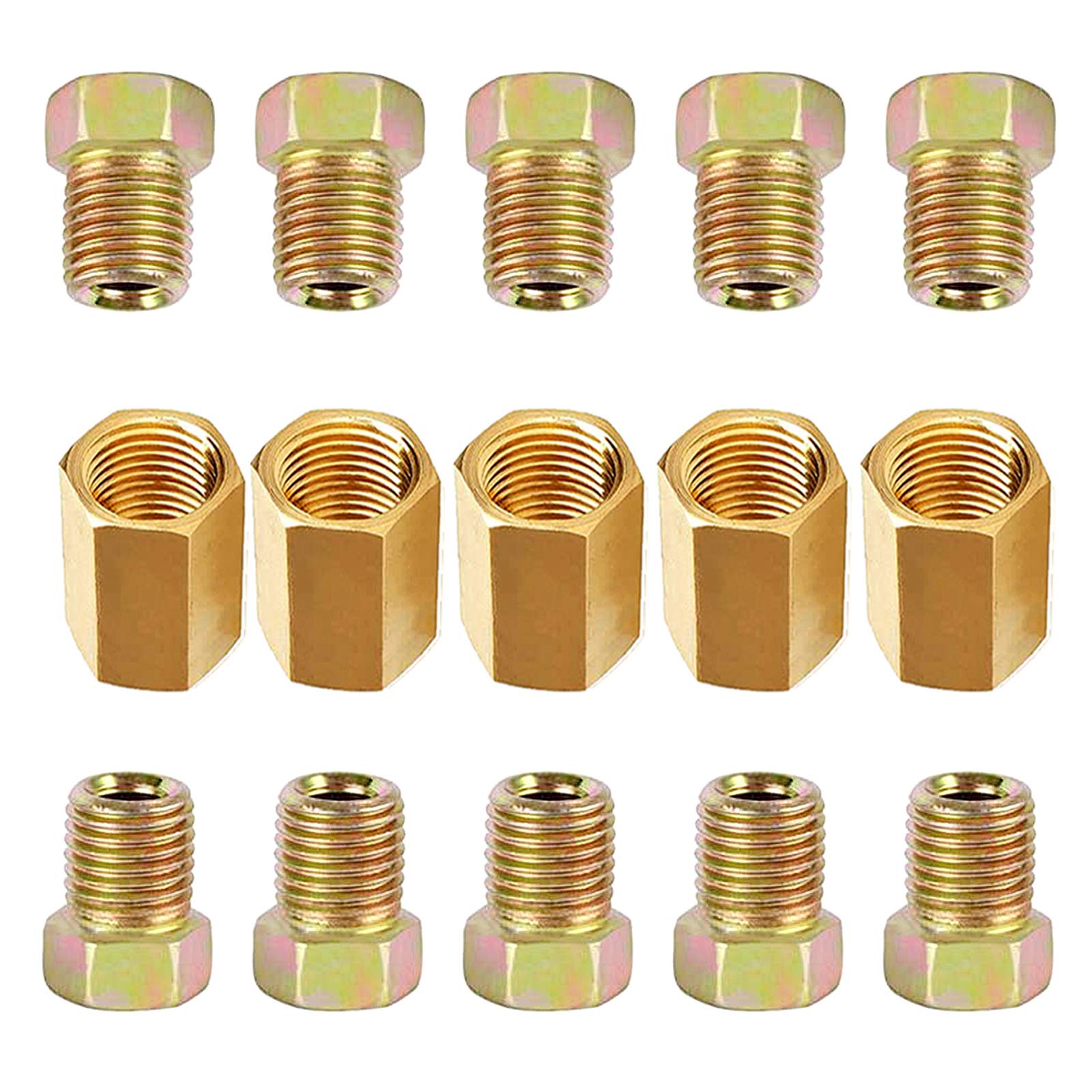 MuHize 15PCS 1/4 Brake Line Union Fittings Assortment 7/16-24 Threads