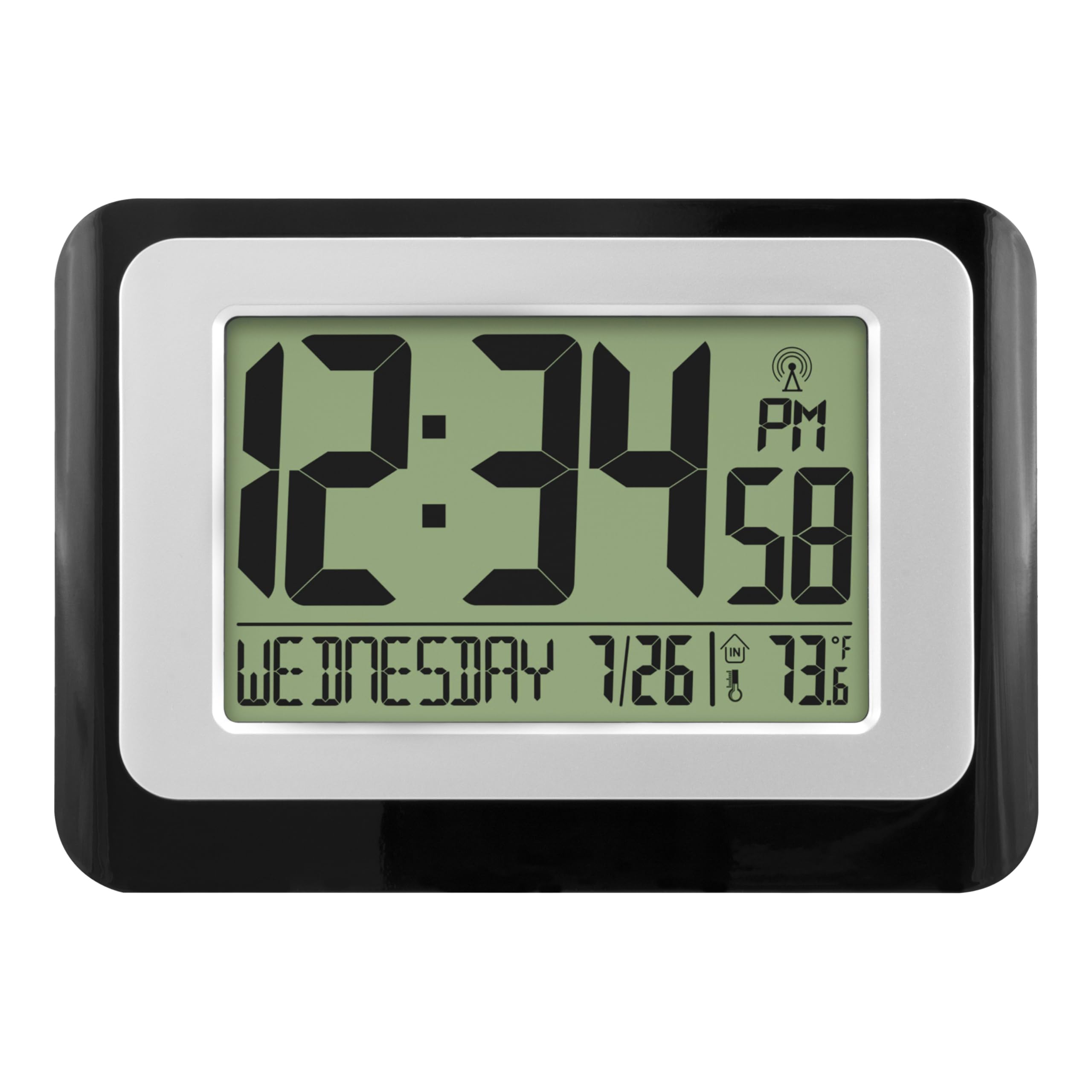 La Crosse Technology W88631 Digital Atomic Clock with Temperature - Black/Silver