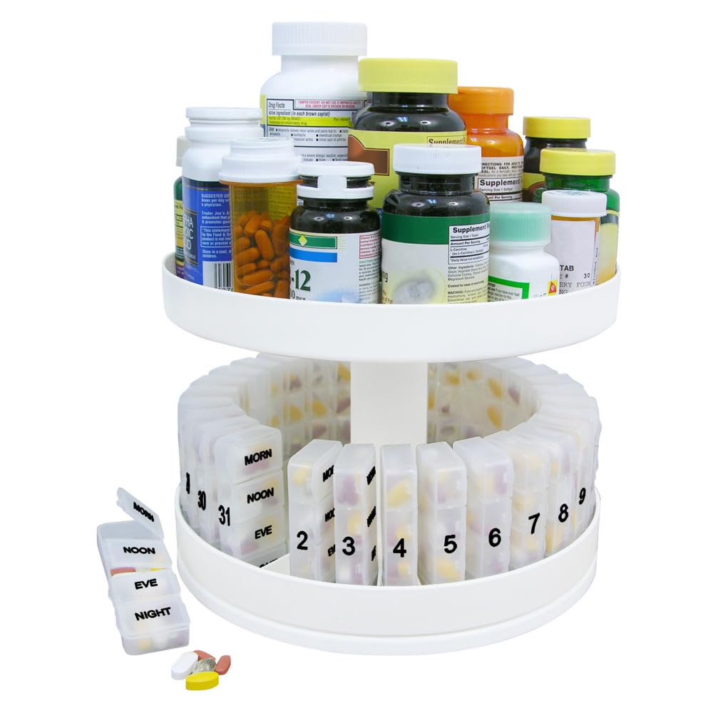 North American Health Care Pill Organizer 31 pill holders Rotates 360 degrees
