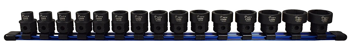 Astro Tool 78215 Metric 1/2In Drive Low Profile Nano Impact Sockets 15 Piece