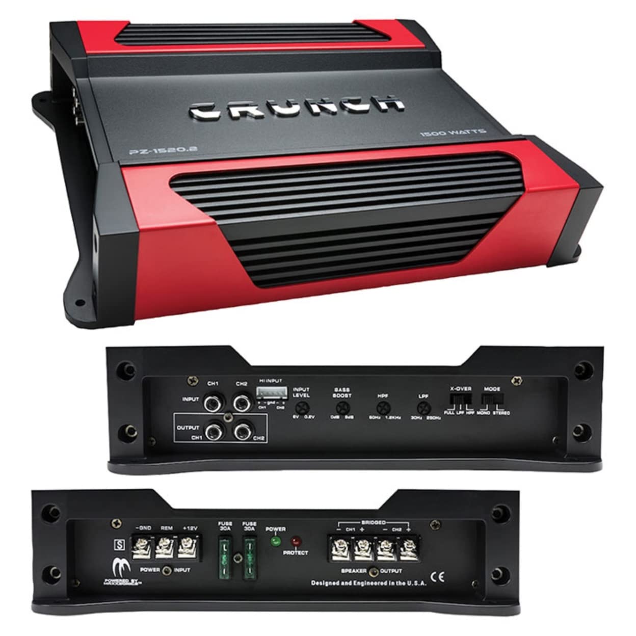 Crunch PZ15202 Powerzone 2 X 375 @ 4Â  Ohms 2 X 750 @ 2 Ohms Car Amplifier