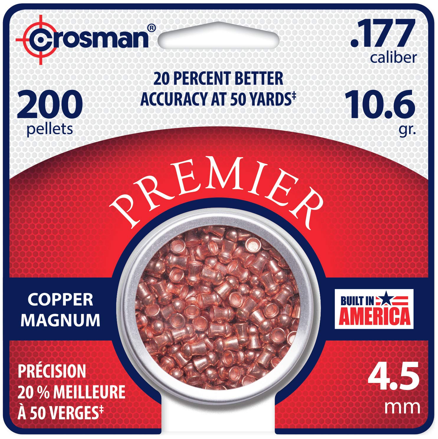 CROSMAN CPD77 Premier Copper Magnum Domed Pellet.177 Caliber 10.6 Grain 200 Count
