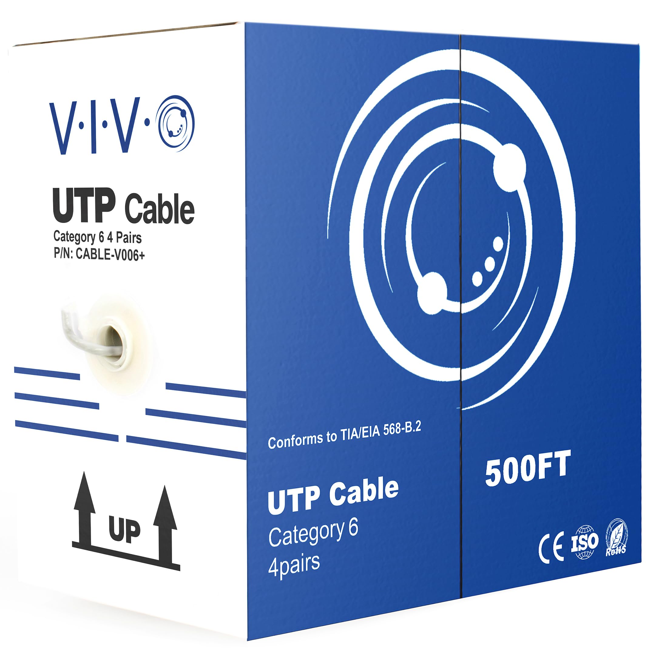 VIVO Gray 500ft Bulk Cat6 Ethernet Cable Wire, CABLE-V006