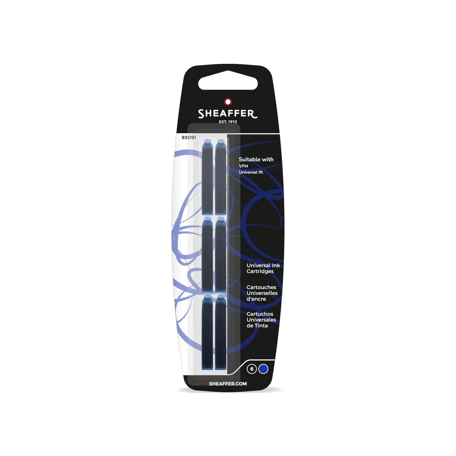 Sheaffer Skrip Fountain Pen Universal Ink Cartridge - Blue VFM (6pk euro fit)